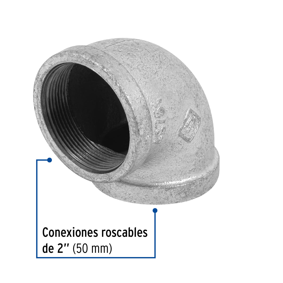 Codo 90°, acero galvanizado, 2"