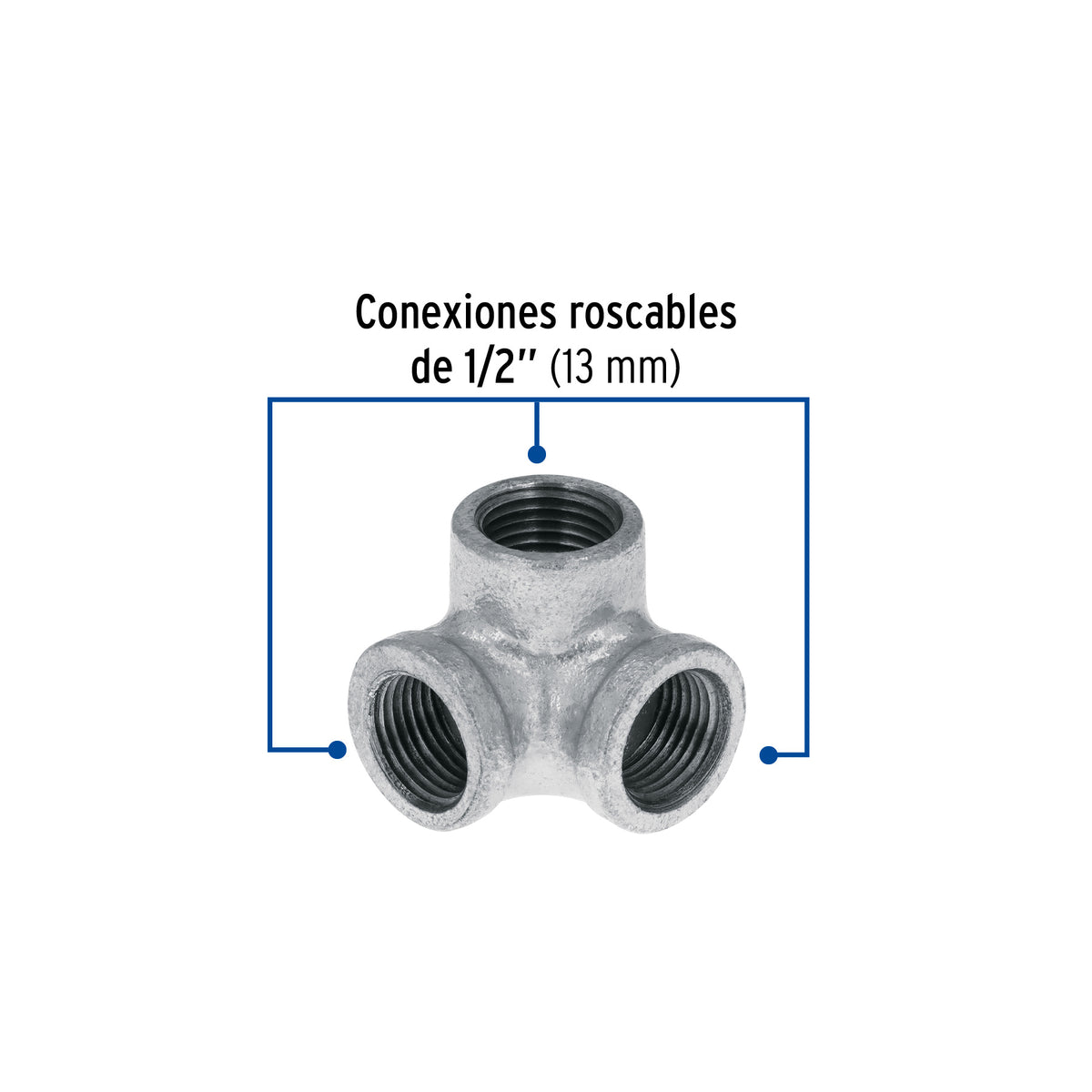 Codo rincón, acero galvanizado, 1/2"