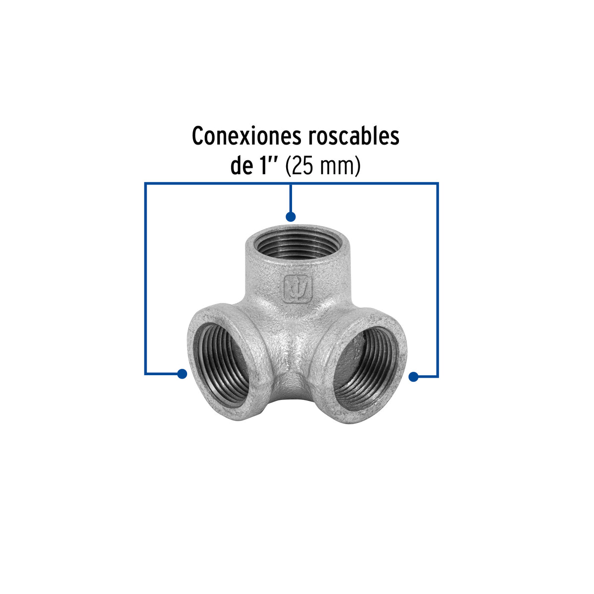Codo rincón, acero galvanizado, 1"