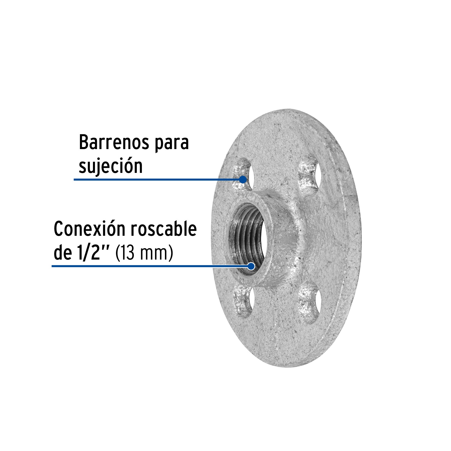 Brida, acero galvanizado, 1/2"