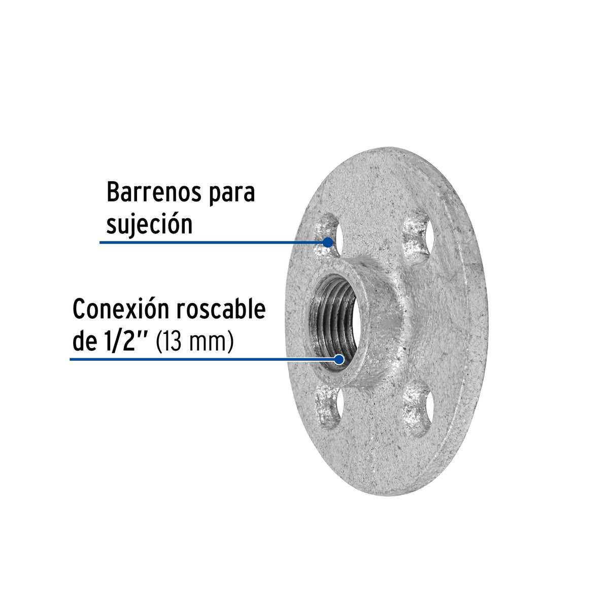 Brida, acero galvanizado, 1/2"