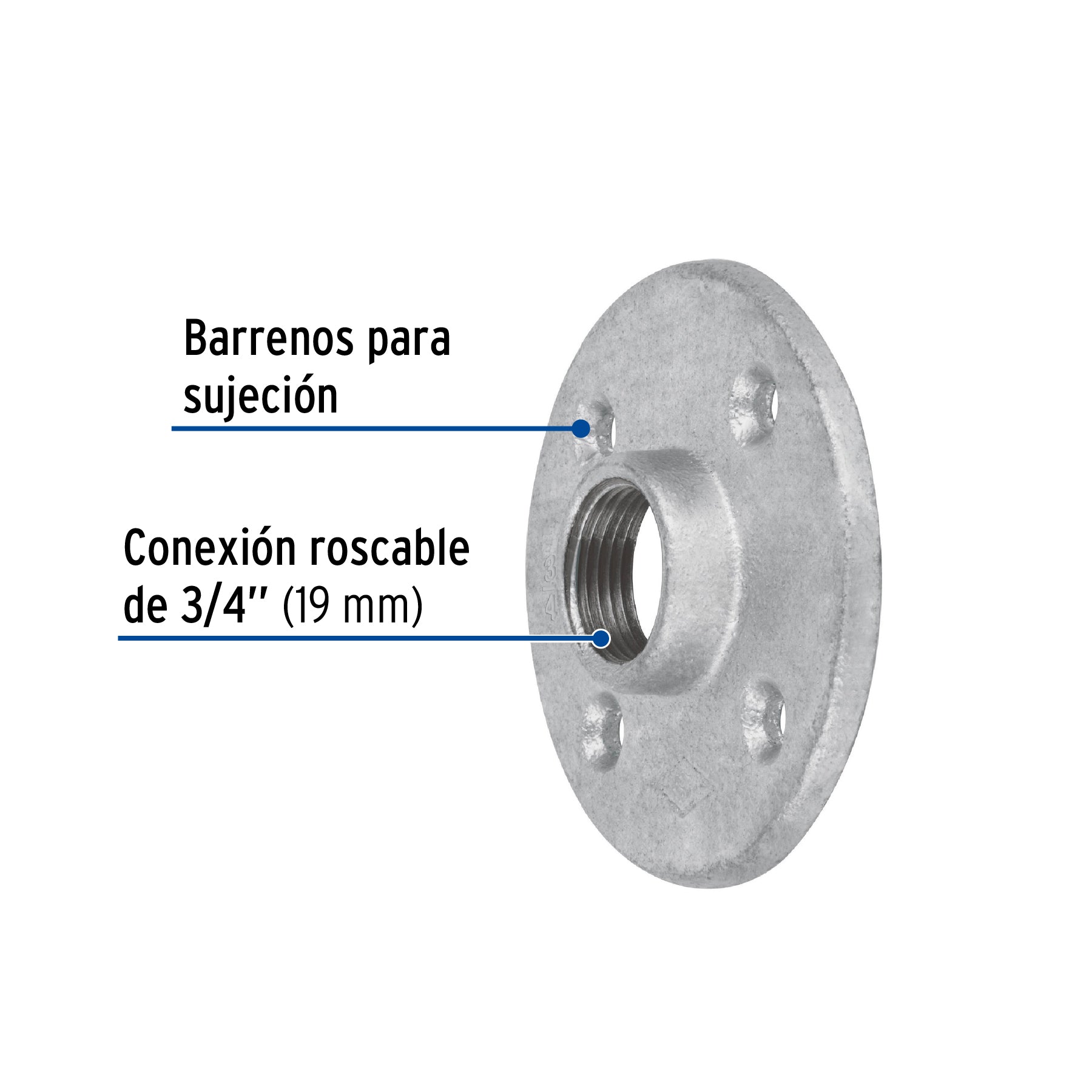 Brida, acero galvanizado, 3/4"