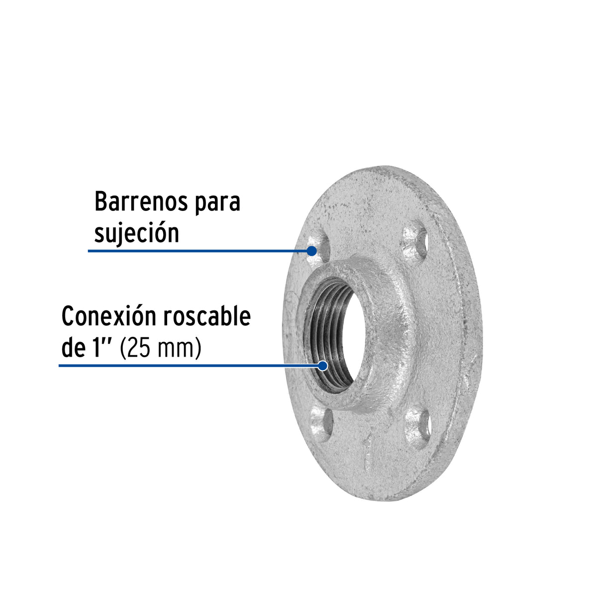 Brida, acero galvanizado, 1"