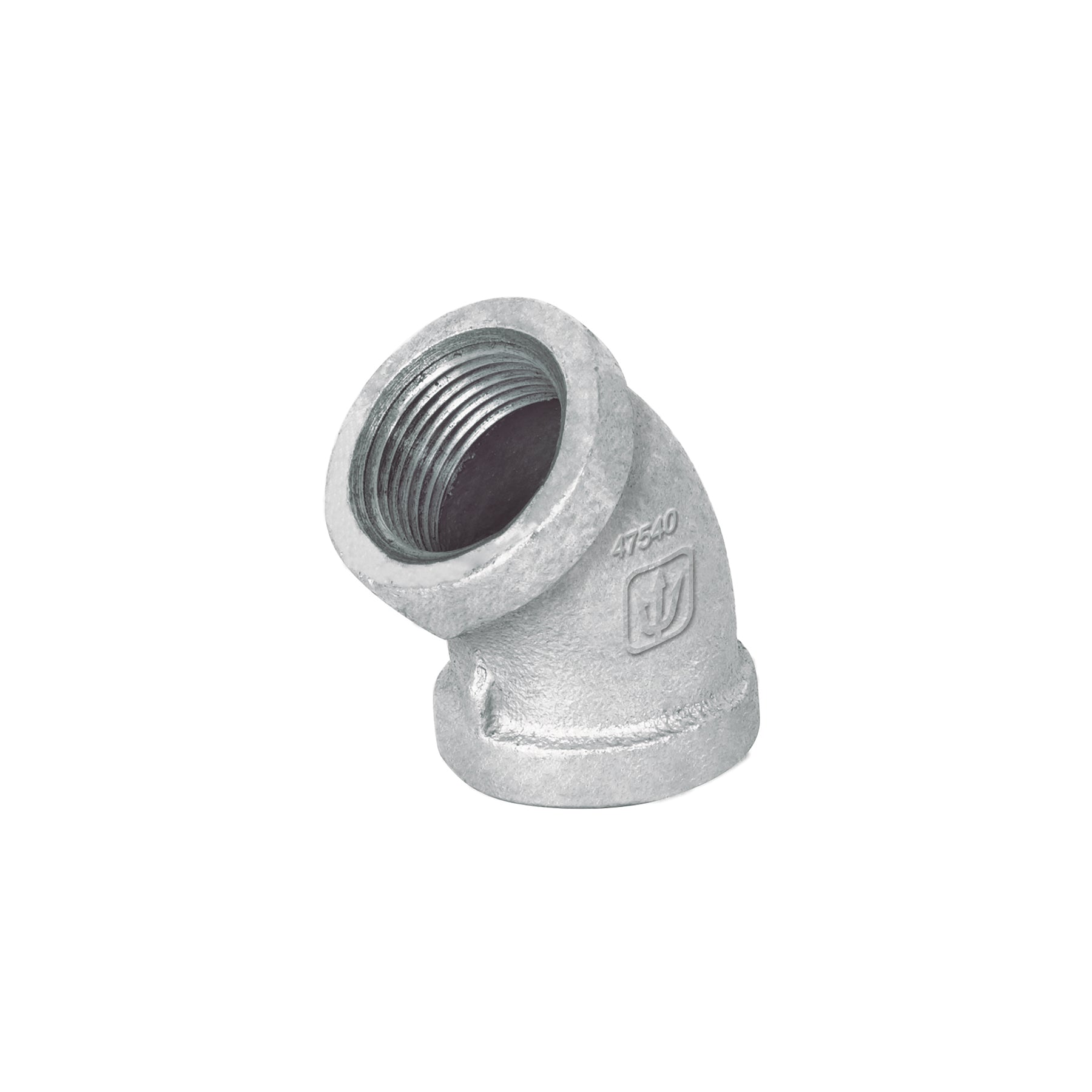 Codo 45°, acero galvanizado, 3/4"