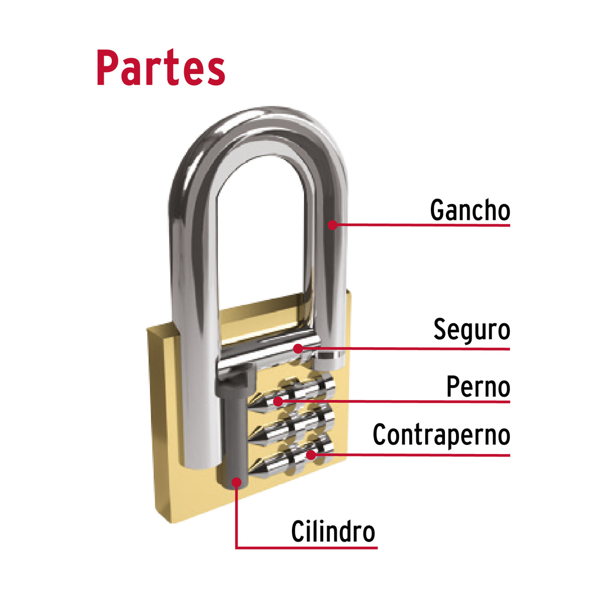 Candado de hierro, 30mm, gancho corto, caja, Hermex Basic