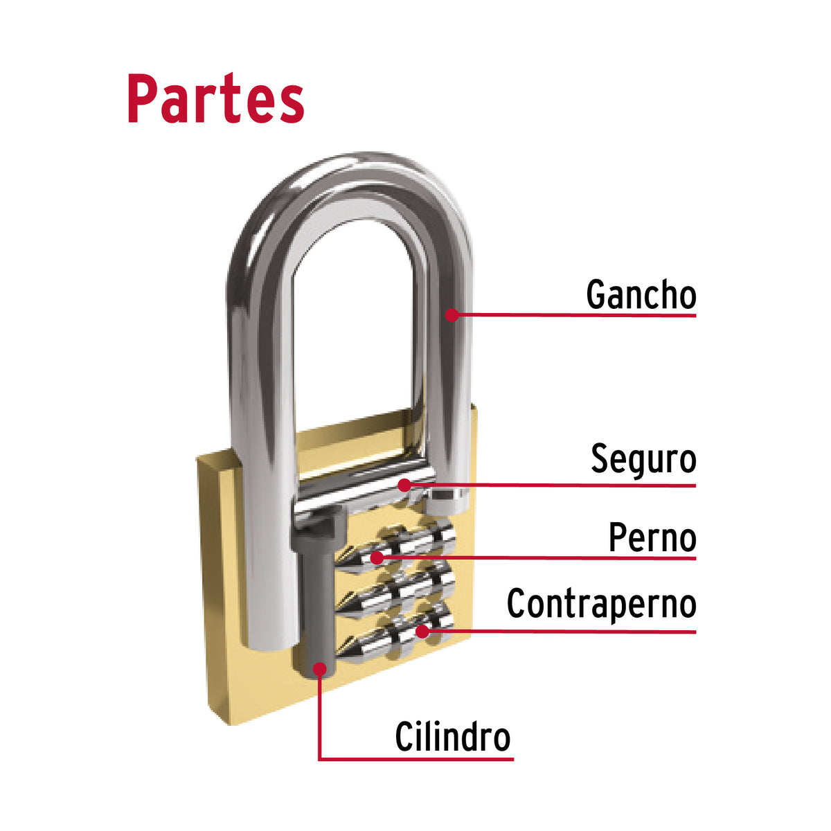 Candado de hierro, 40mm, gancho corto, caja, Hermex Basic