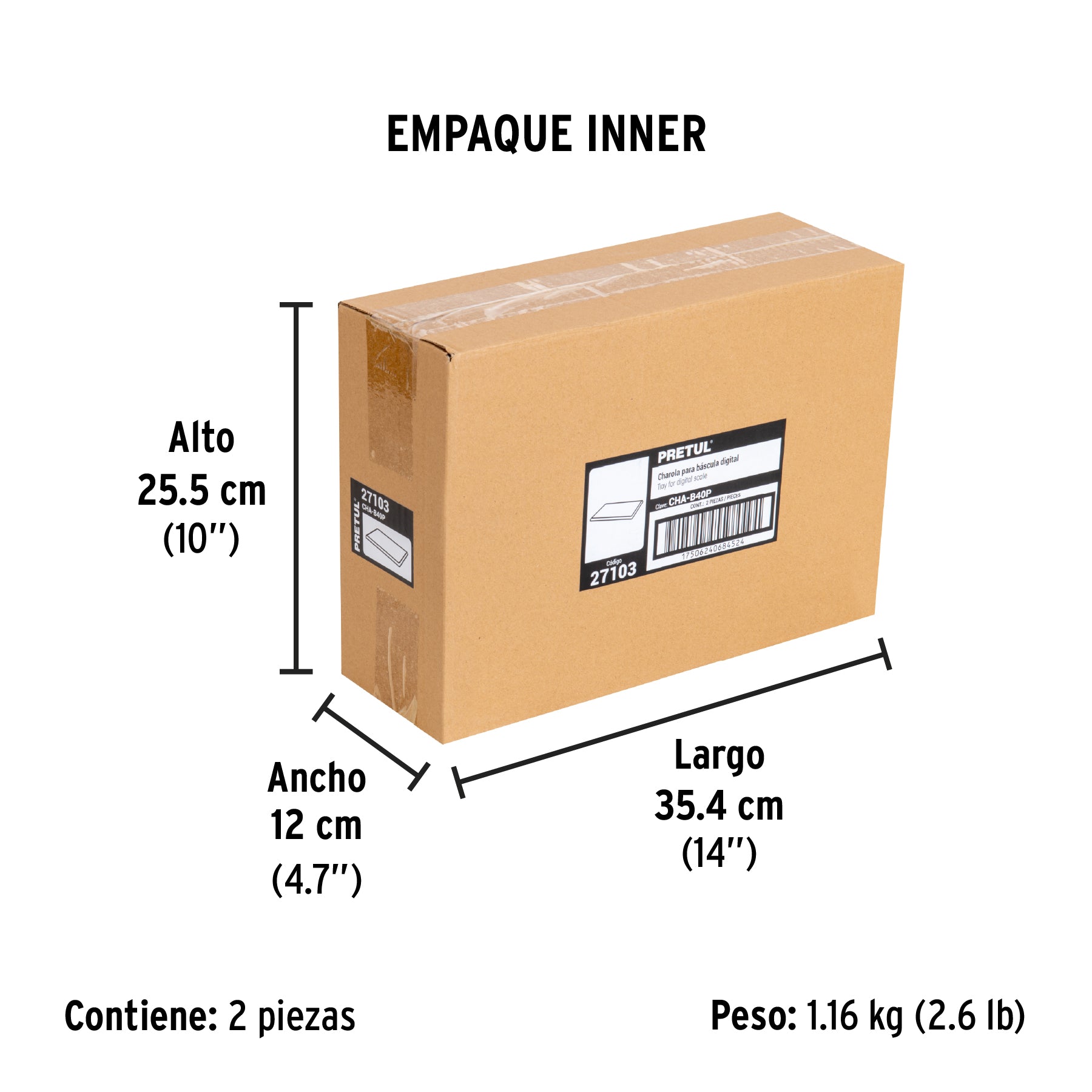Charola de acero inox para báscula electrónica, Pretul