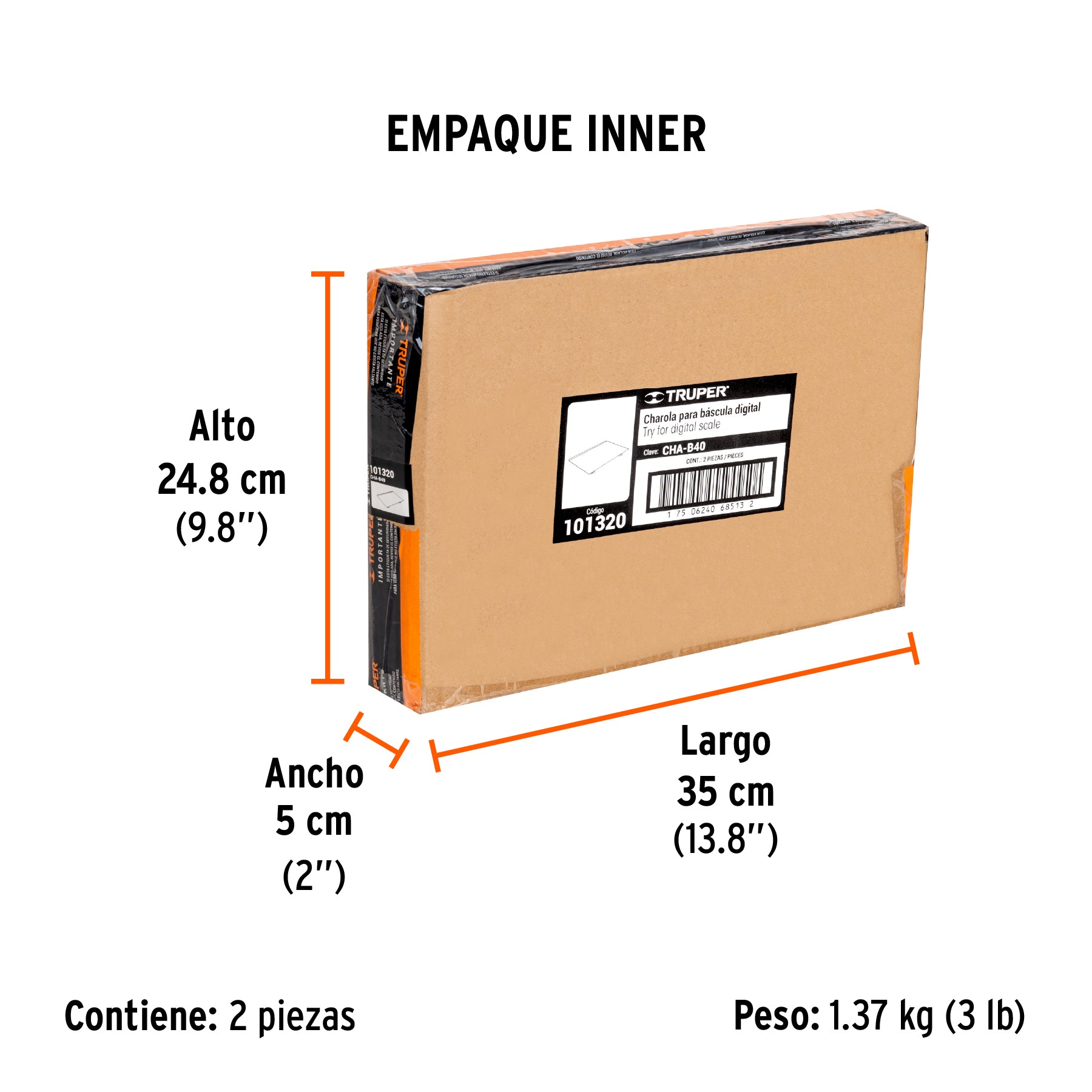 Charola de acero inoxidable para báscula electrónica, Truper