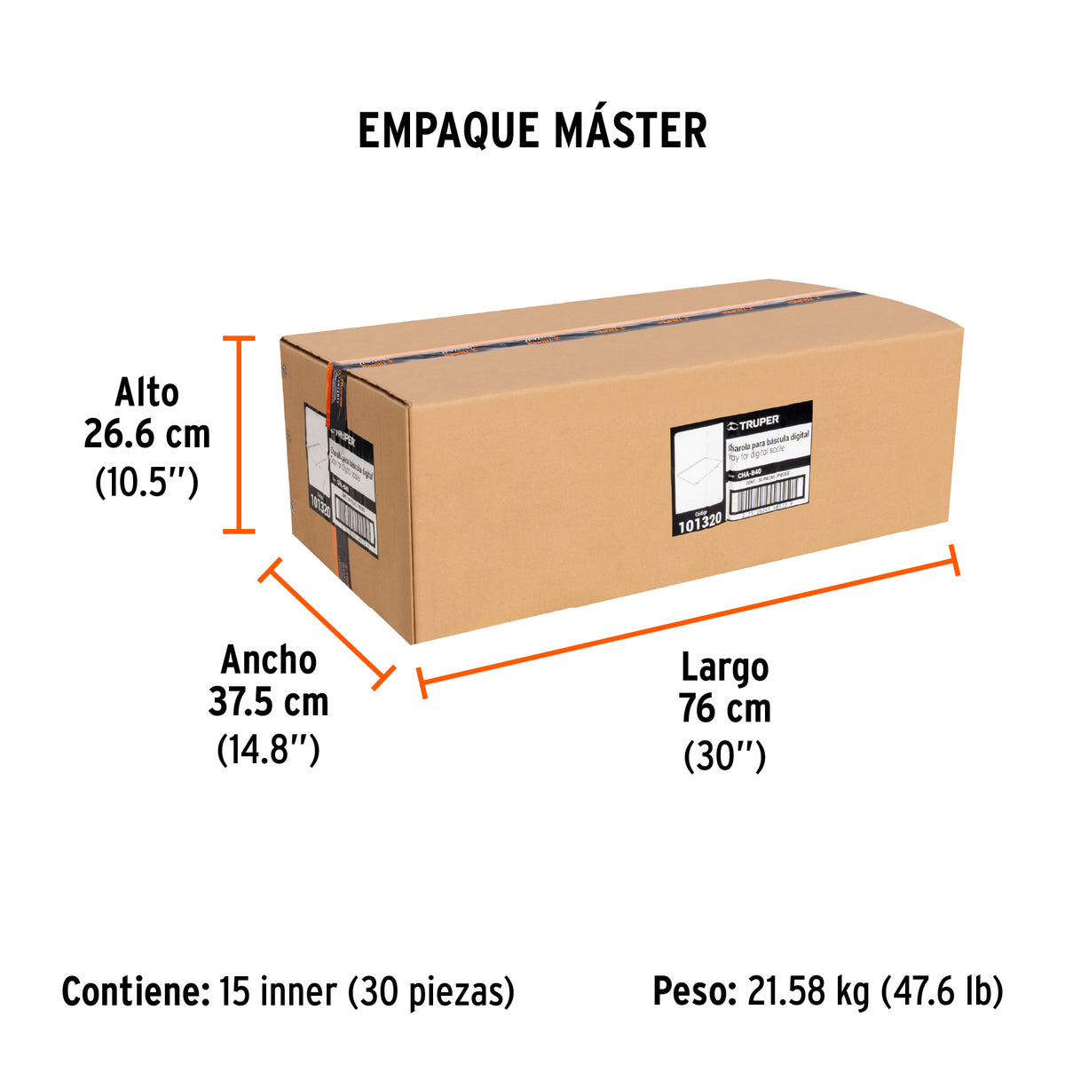 Charola de acero inoxidable para báscula electrónica, Truper