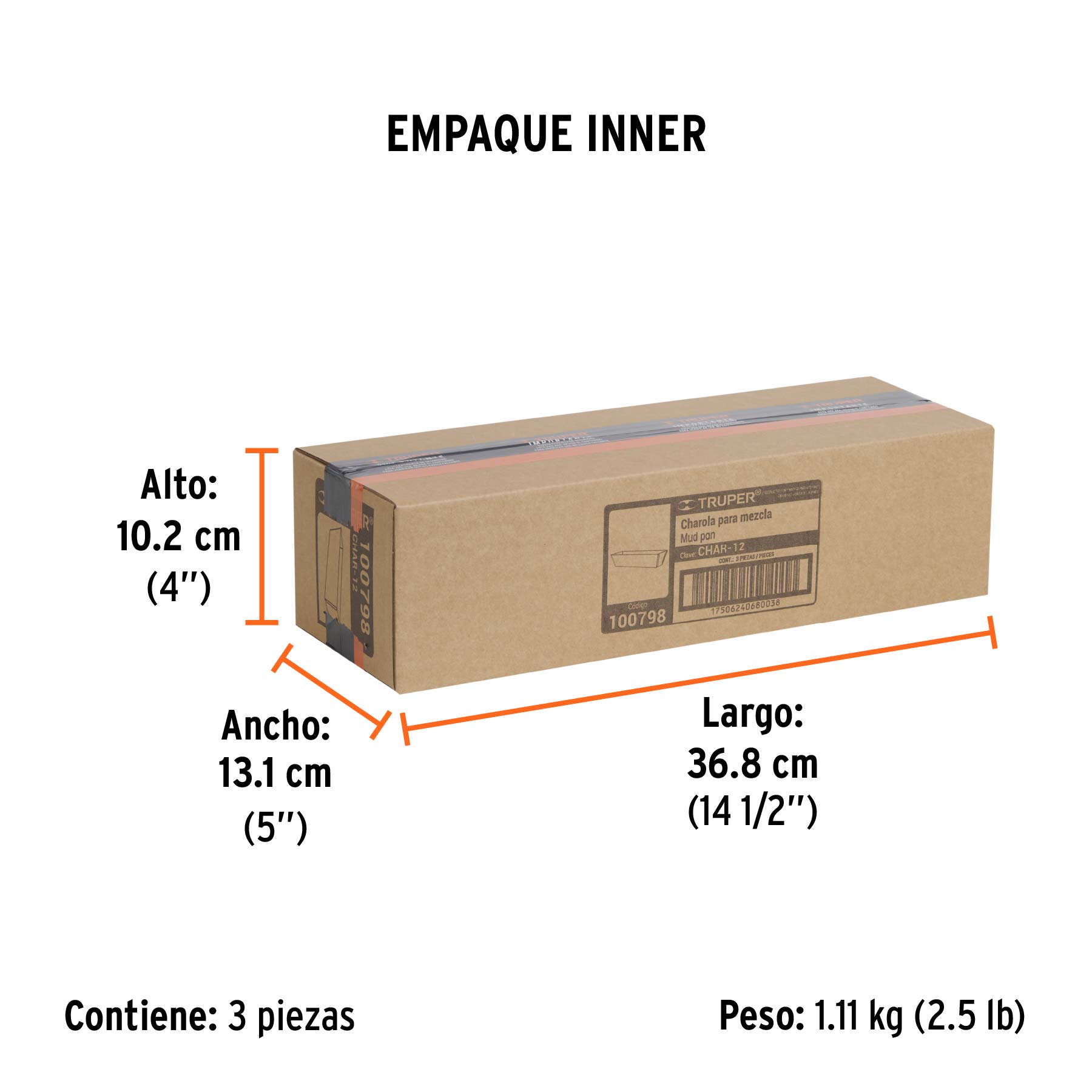 Recipiente de acero inoxidable para mezcla, 12'