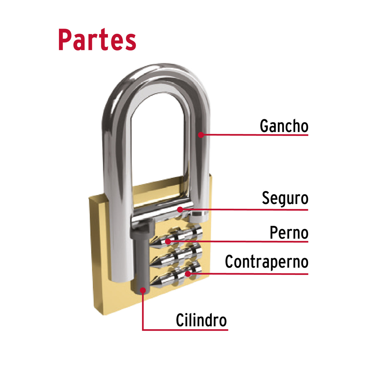 Candado de hierro, 30mm, gancho largo, blister,Hermex Basic