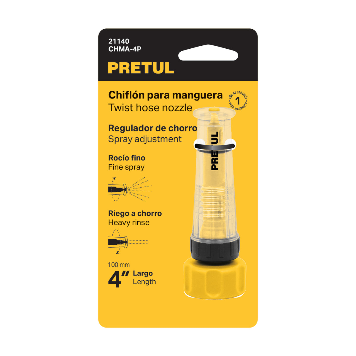Chiflon de plastico para manguera 4", pretul
