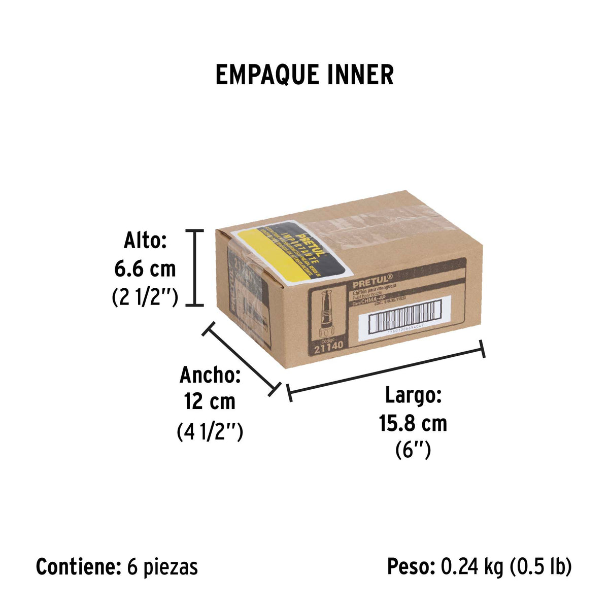 Chiflon de plastico para manguera 4", pretul