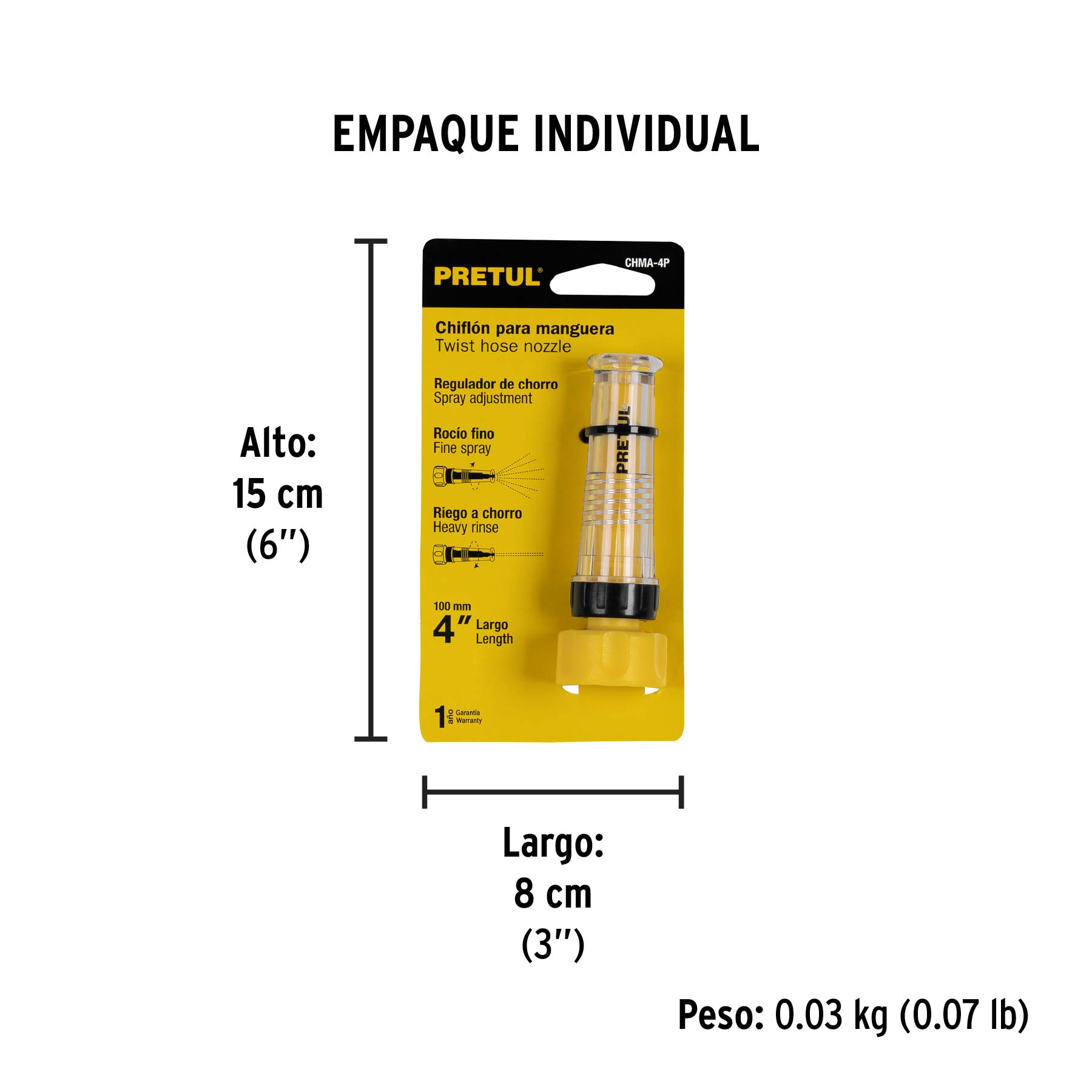 Chiflon de plastico para manguera 4", pretul