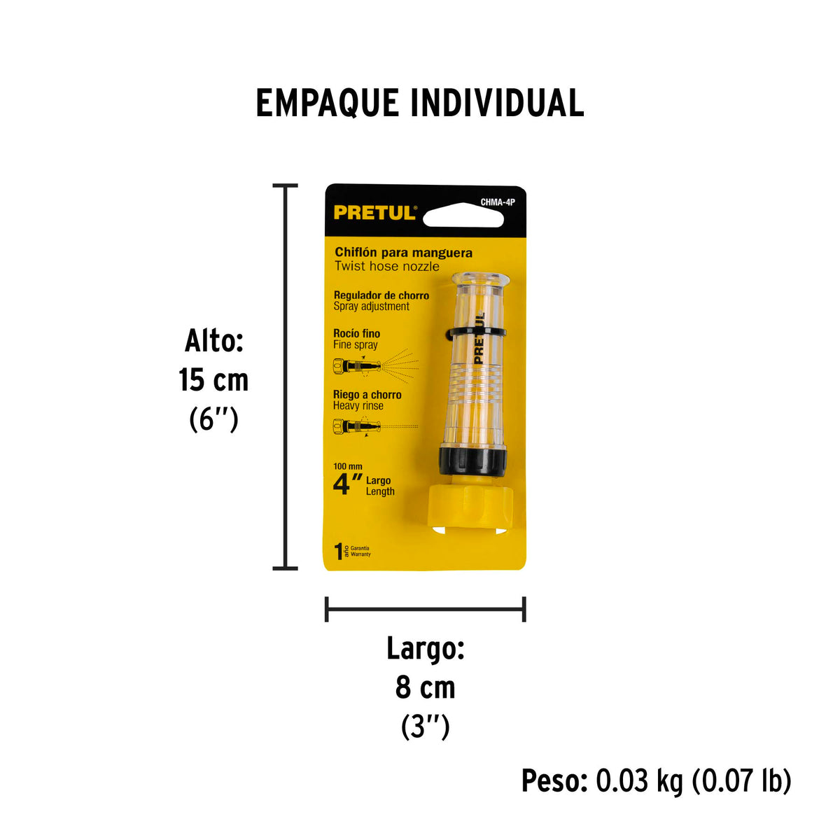 Chiflon de plastico para manguera 4", pretul