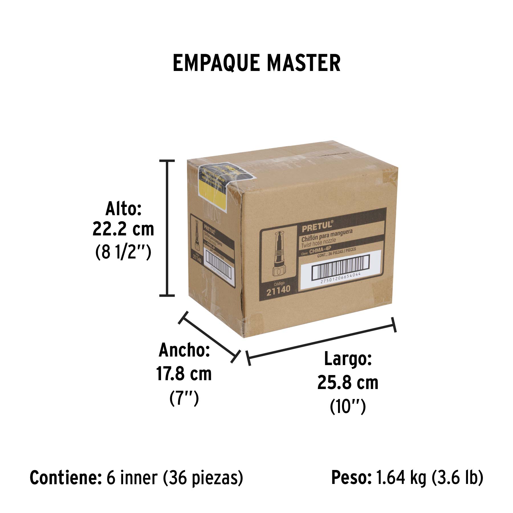 Chiflon de plastico para manguera 4", pretul