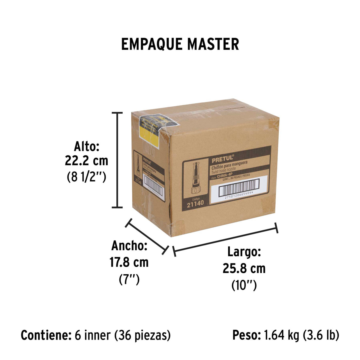 Chiflon de plastico para manguera 4", pretul