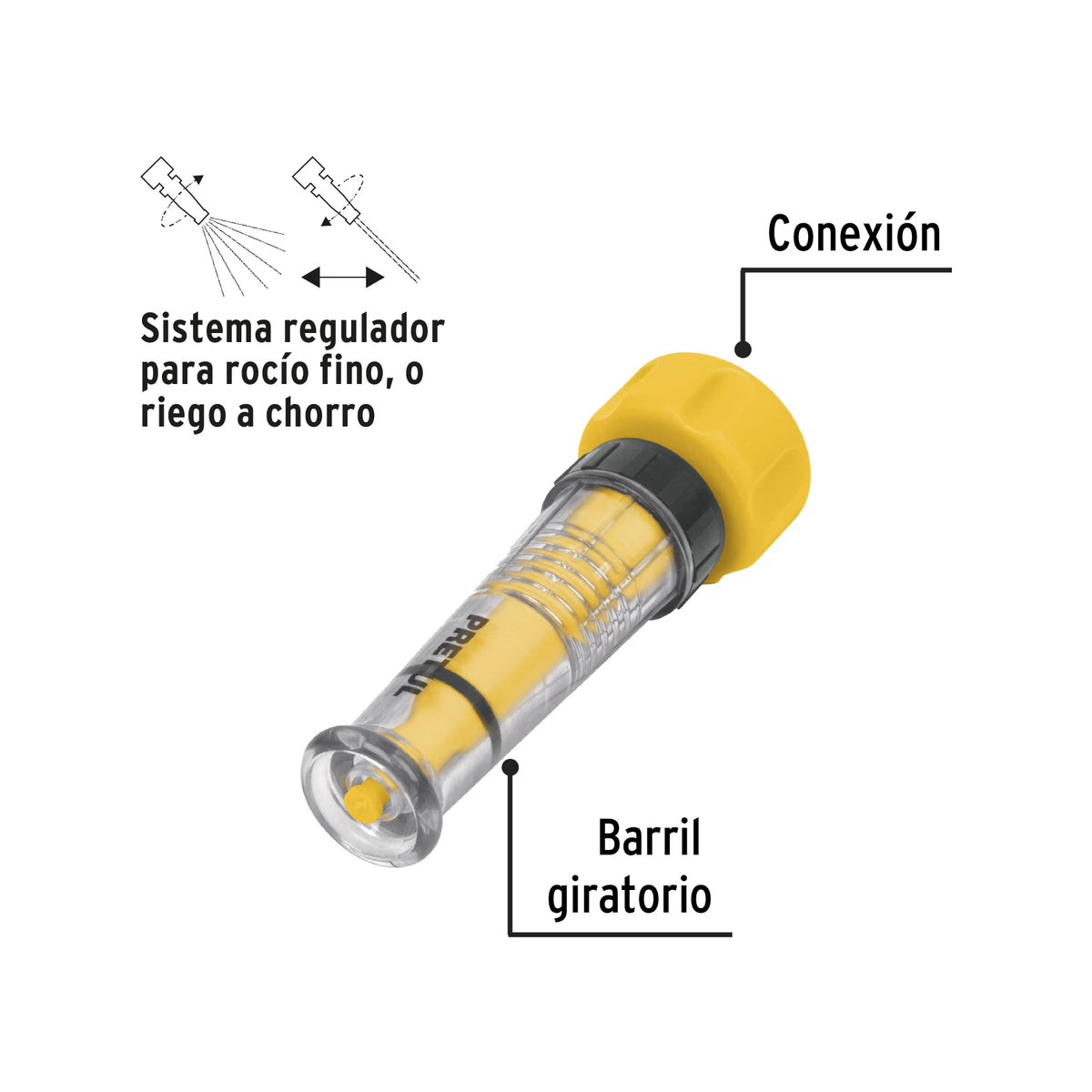 Chiflon de plastico para manguera 4", pretul