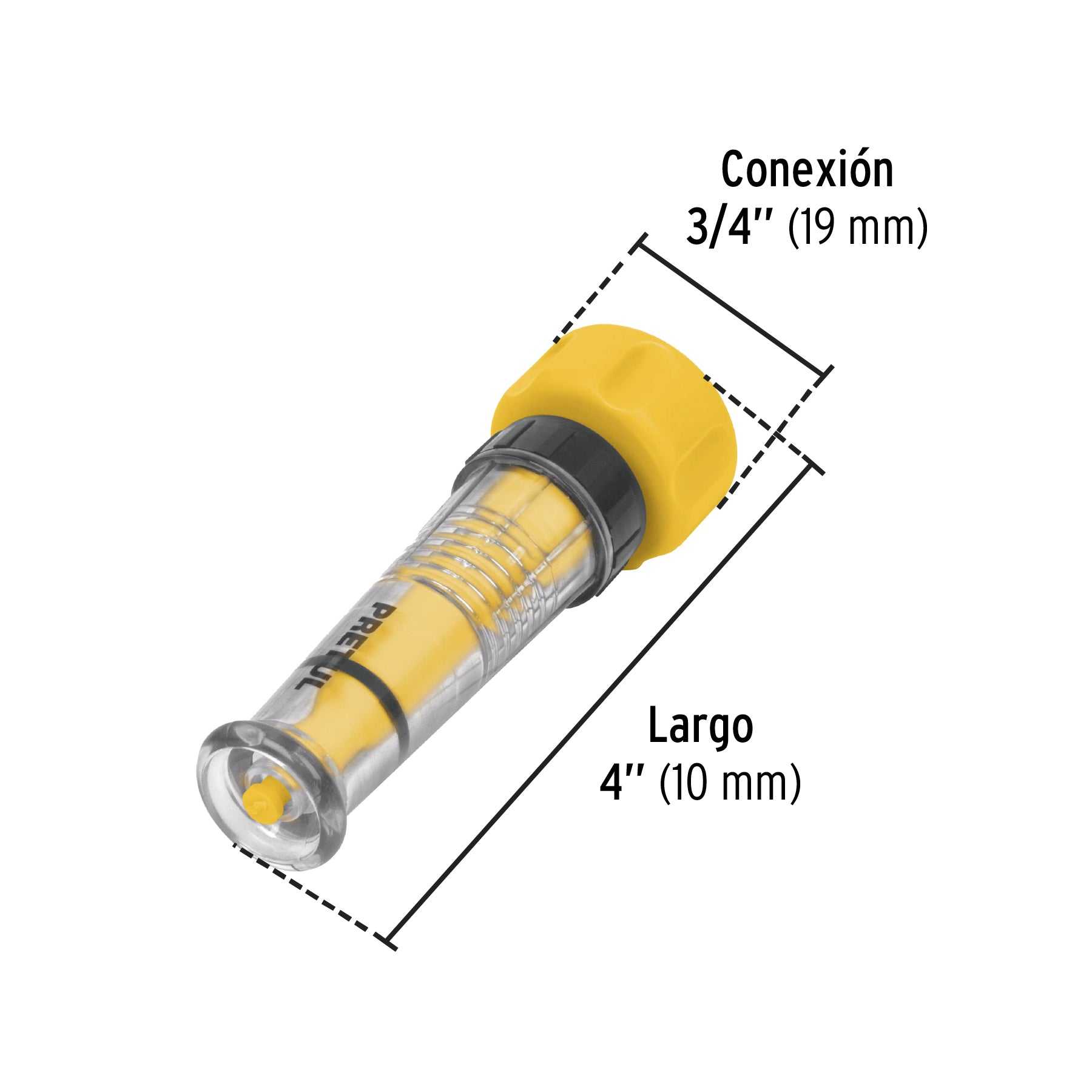 Chiflon de plastico para manguera 4", pretul