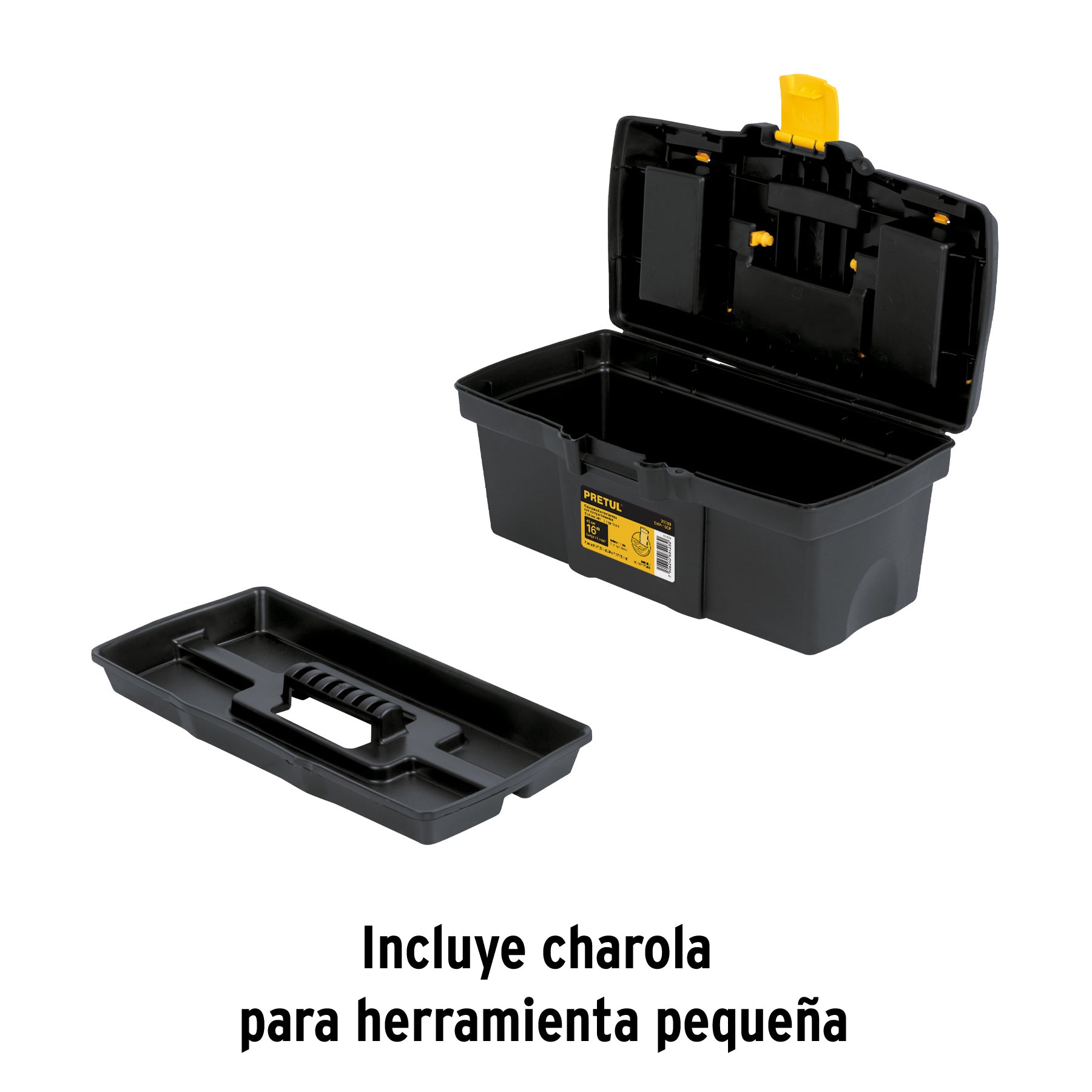 Caja plástica 16" con compartimentos, Pretul