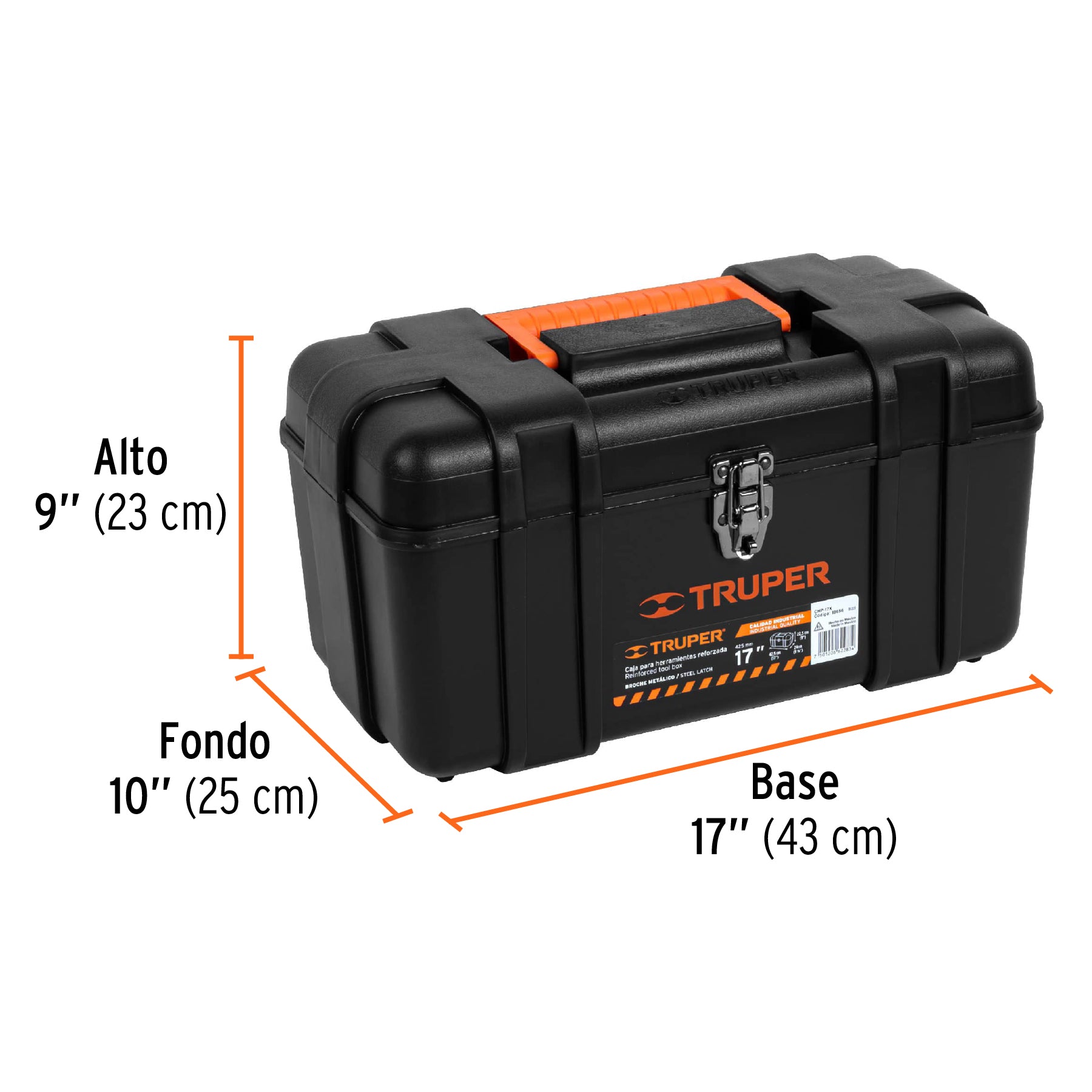 Caja para herramienta, plástica de 17", industrial