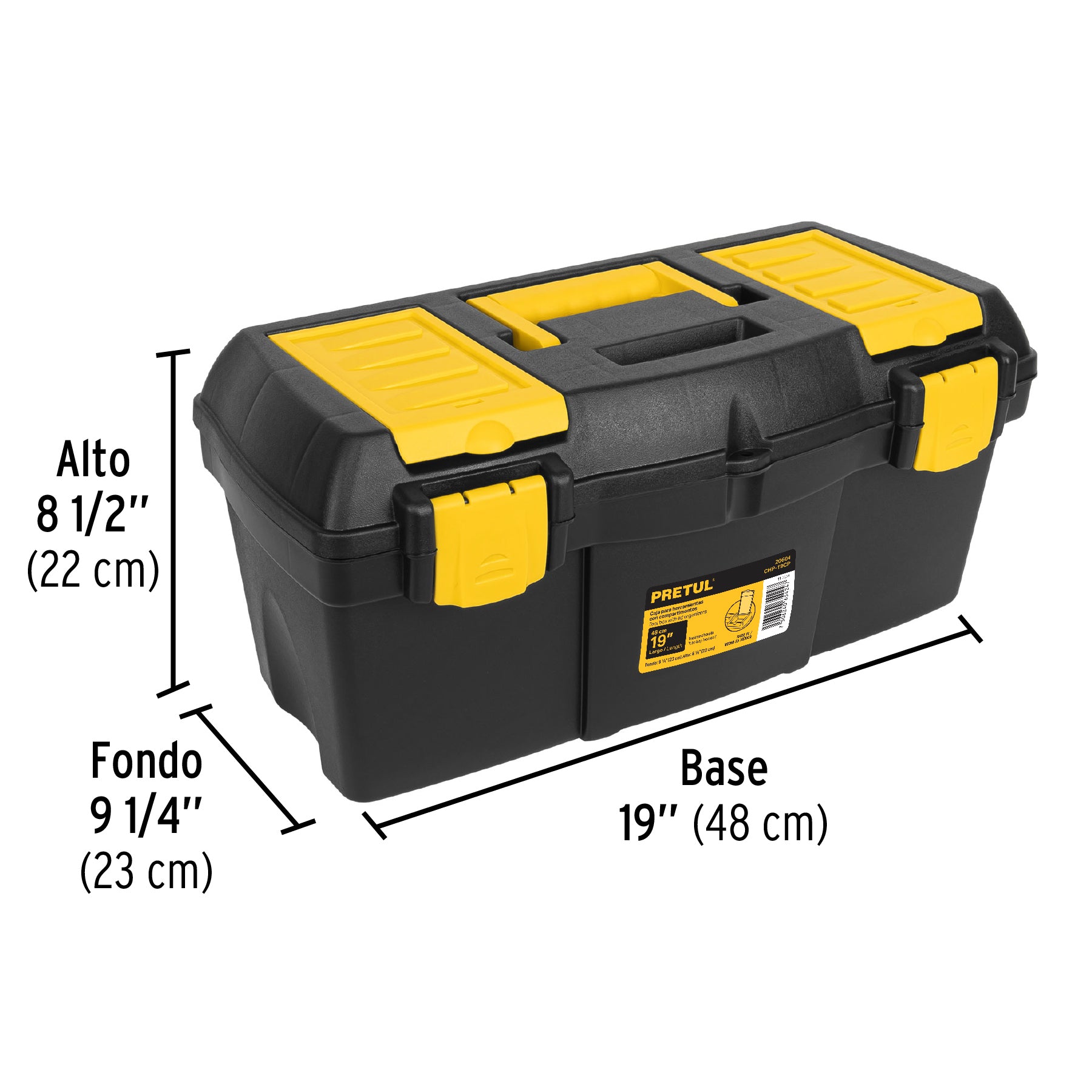 Caja plástica 19" con compartimentos, Pretul