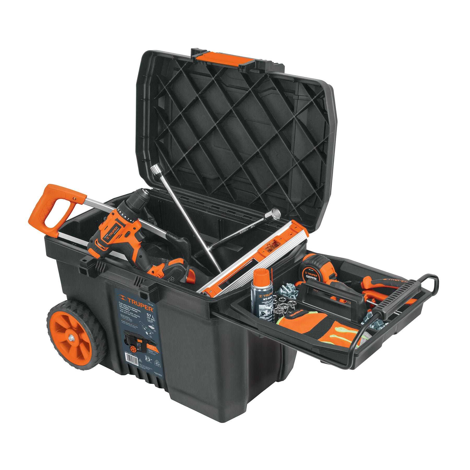 Caja herramienta, plástica, 23", con ruedas