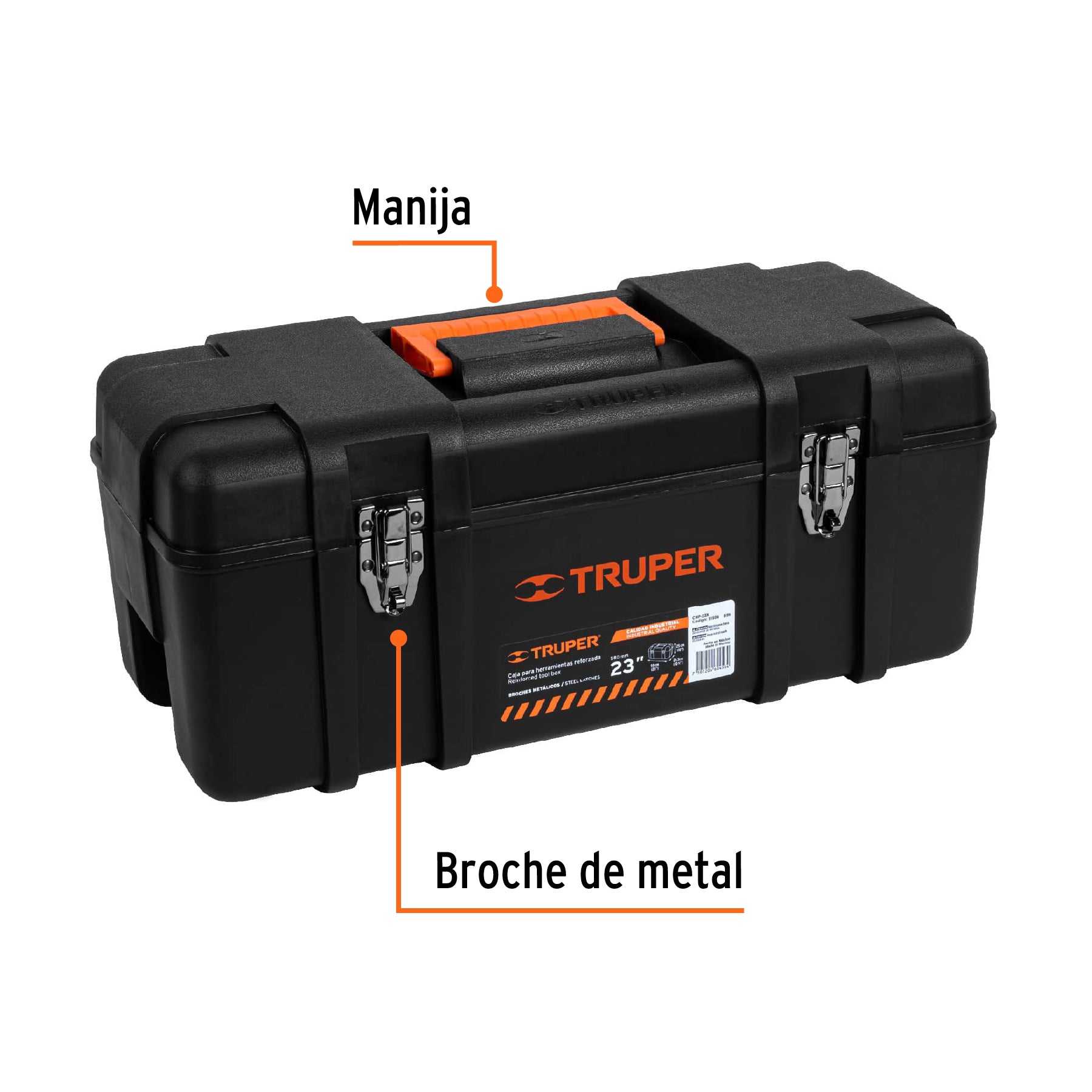 Caja para herramienta, plástica de 23", industrial