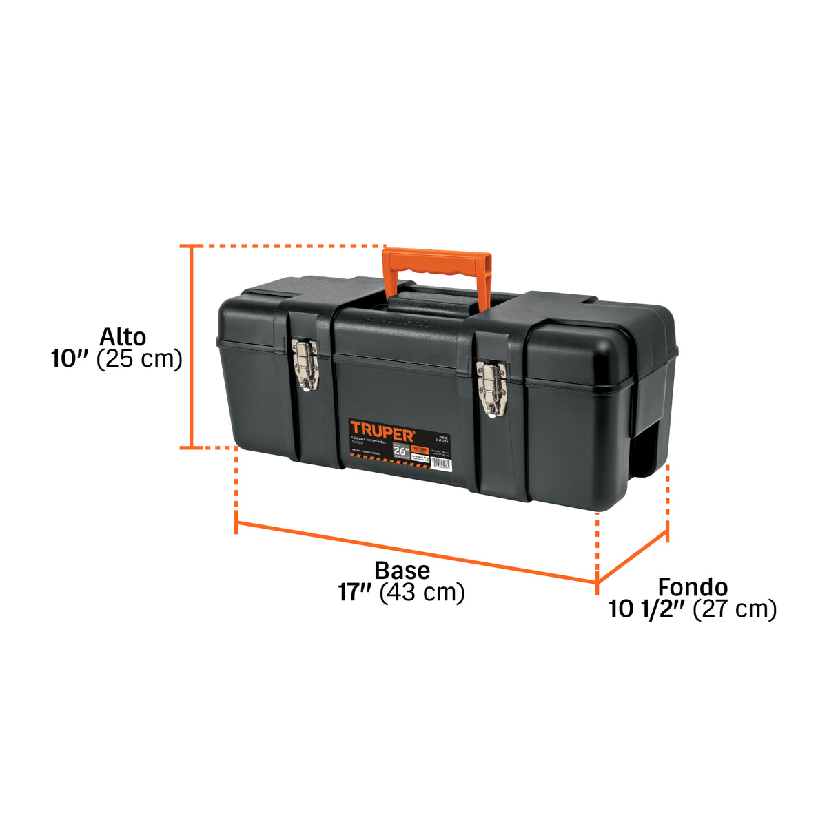 Caja para herramienta, plástica de 26", industrial