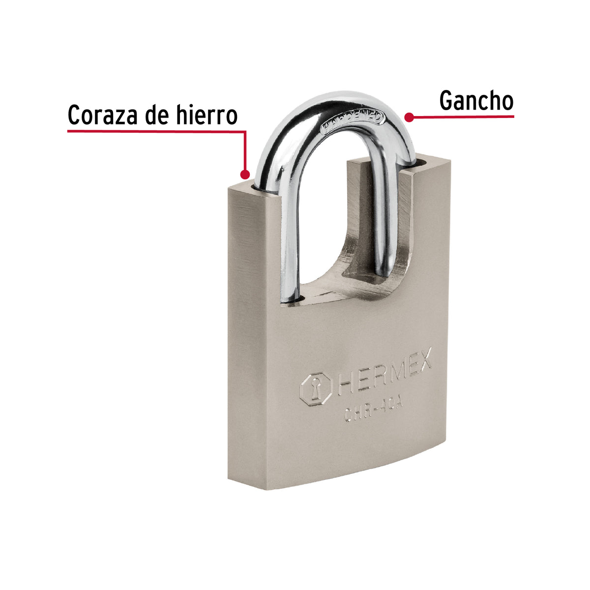 Candado de hierro con coraza, 40mm, llave anti-ganzúa