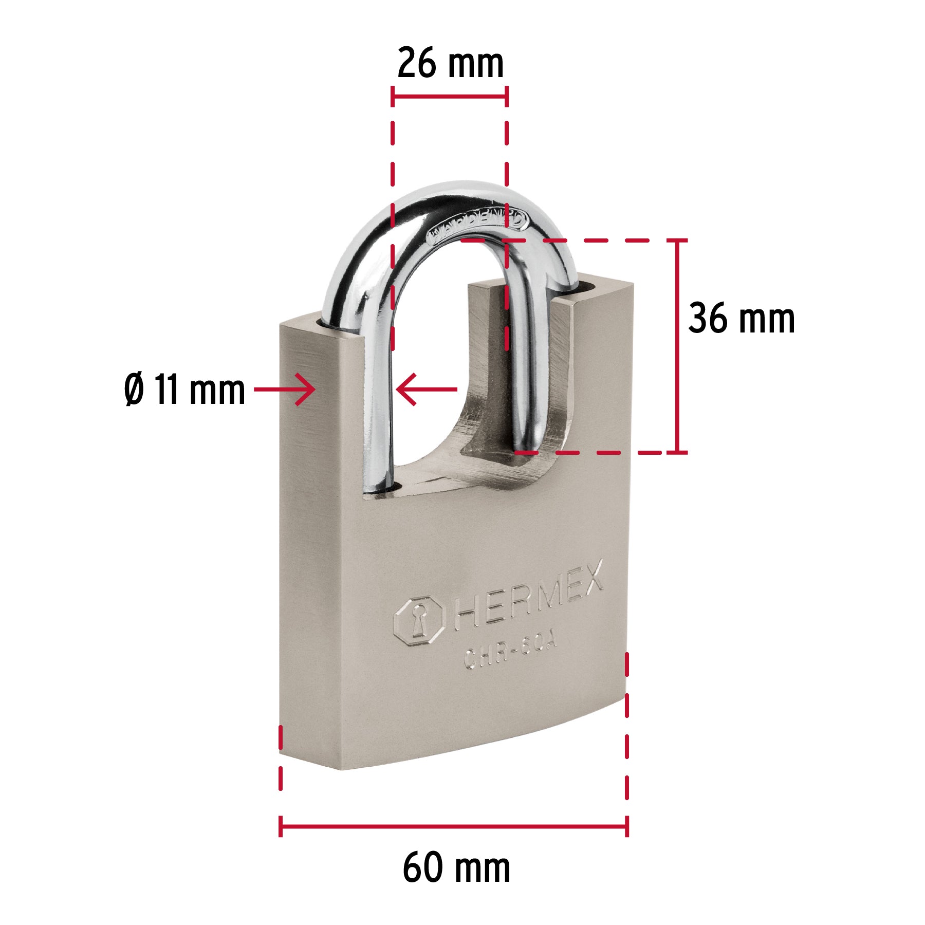 Candado de hierro con coraza, 60mm, llave anti-ganzúa