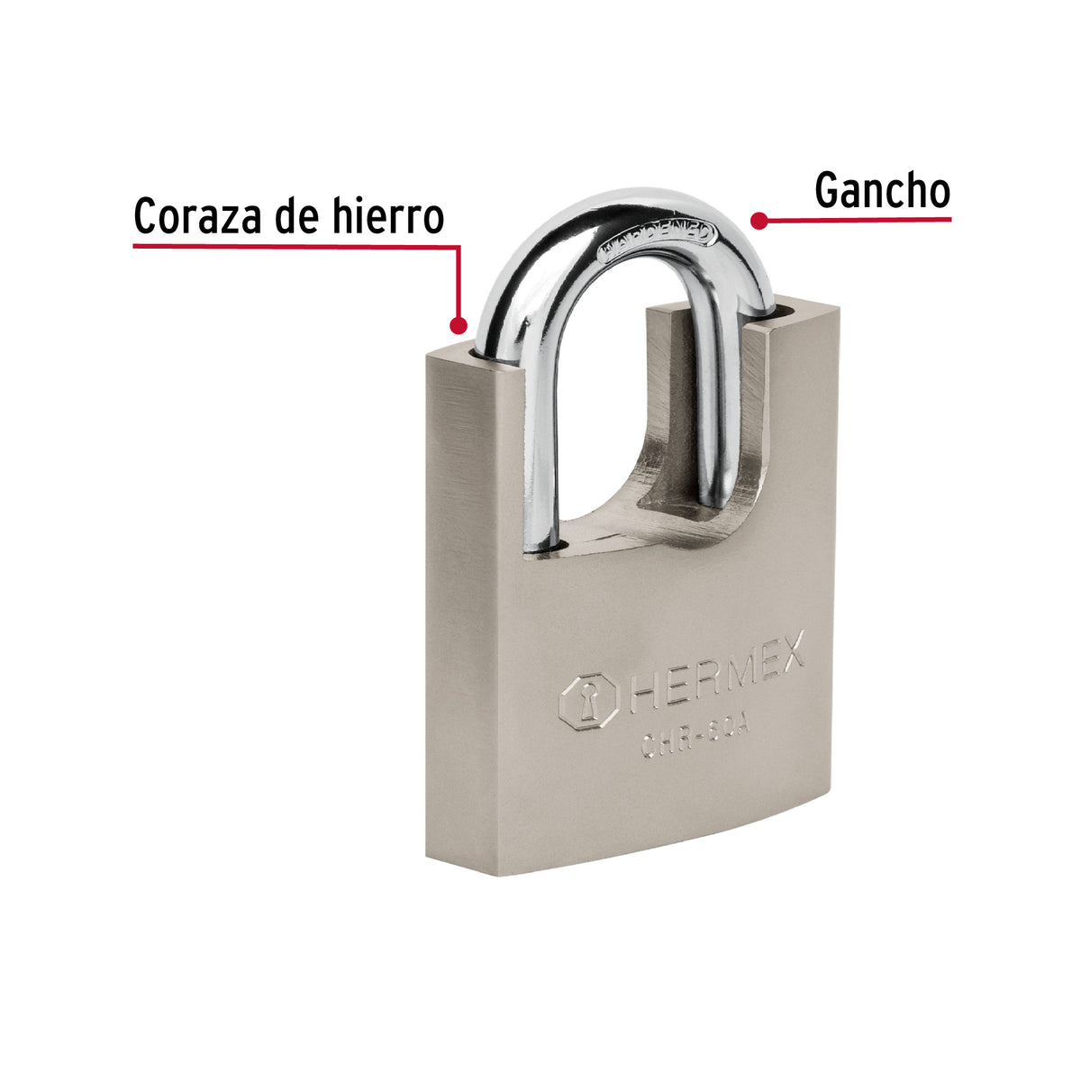 Candado de hierro con coraza, 60mm, llave anti-ganzúa