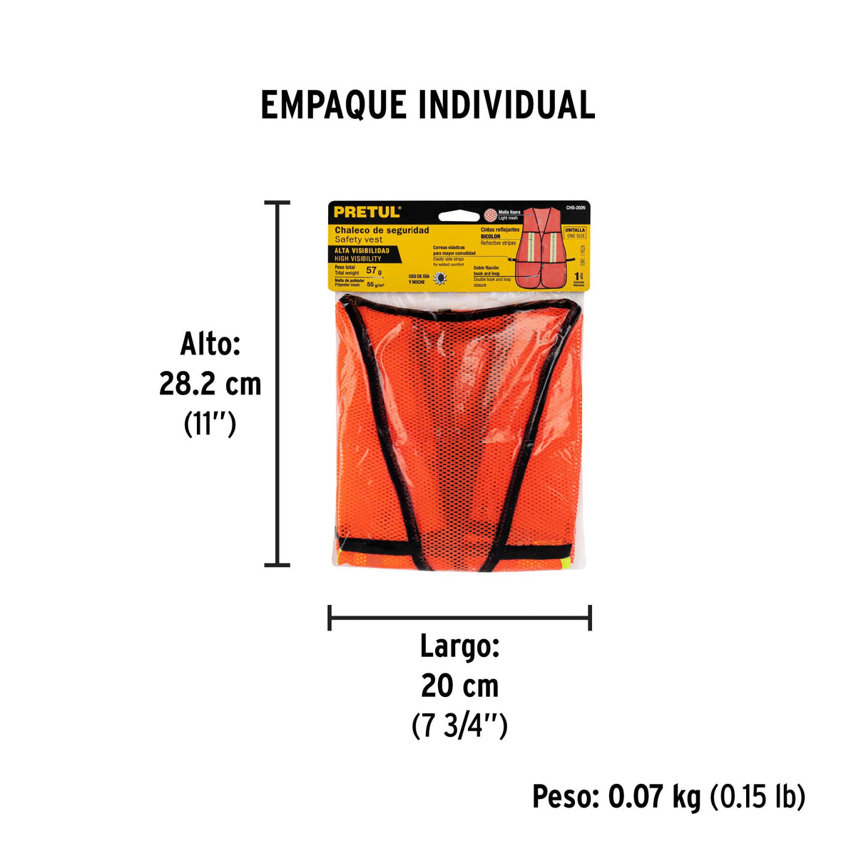 Chaleco de seguridad con cintas reflejantes, naranja, Pretul