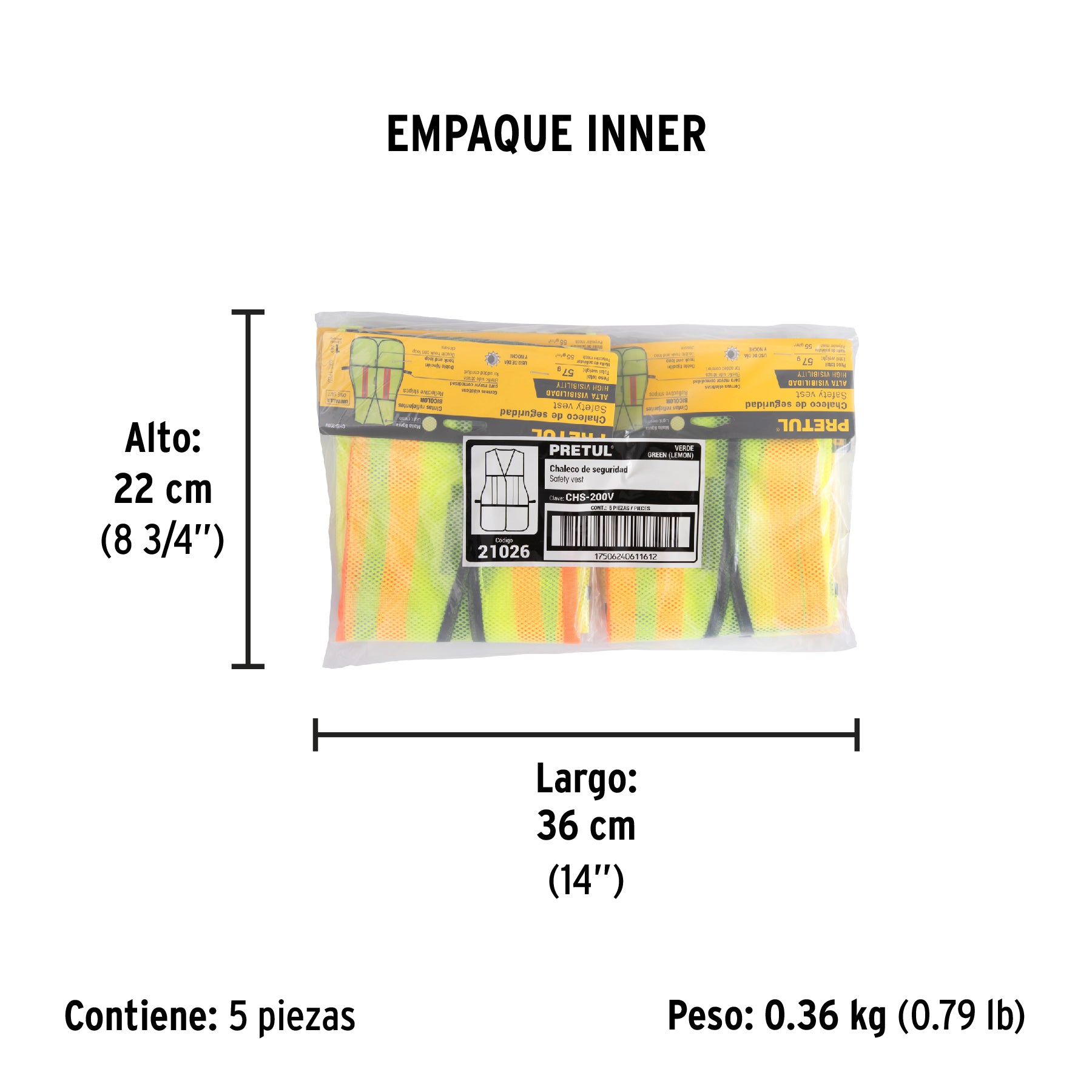 Chaleco de seguridad con cintas reflejantes, verde, Pretul