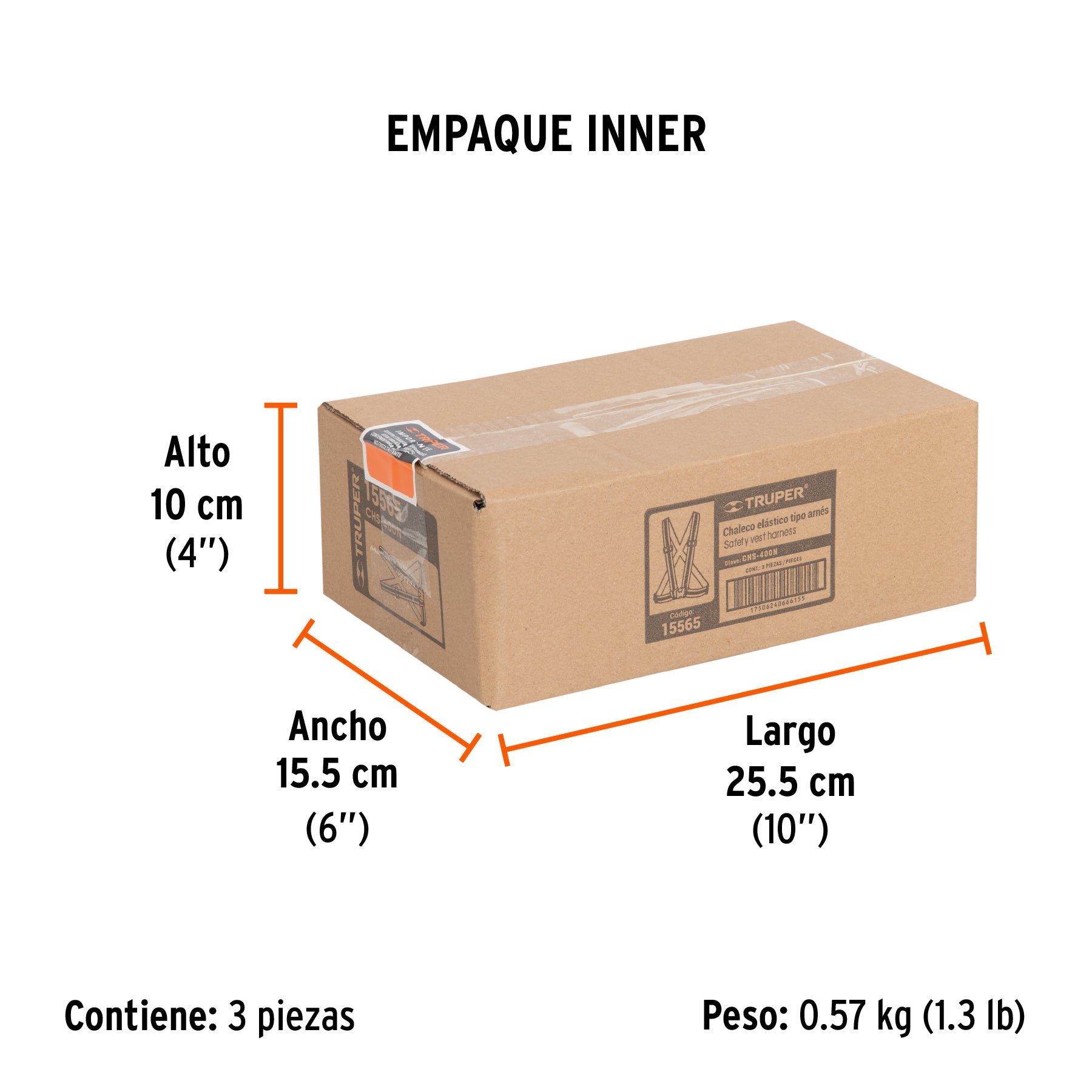 Chaleco elástico tipo arnes naranja con reflejante