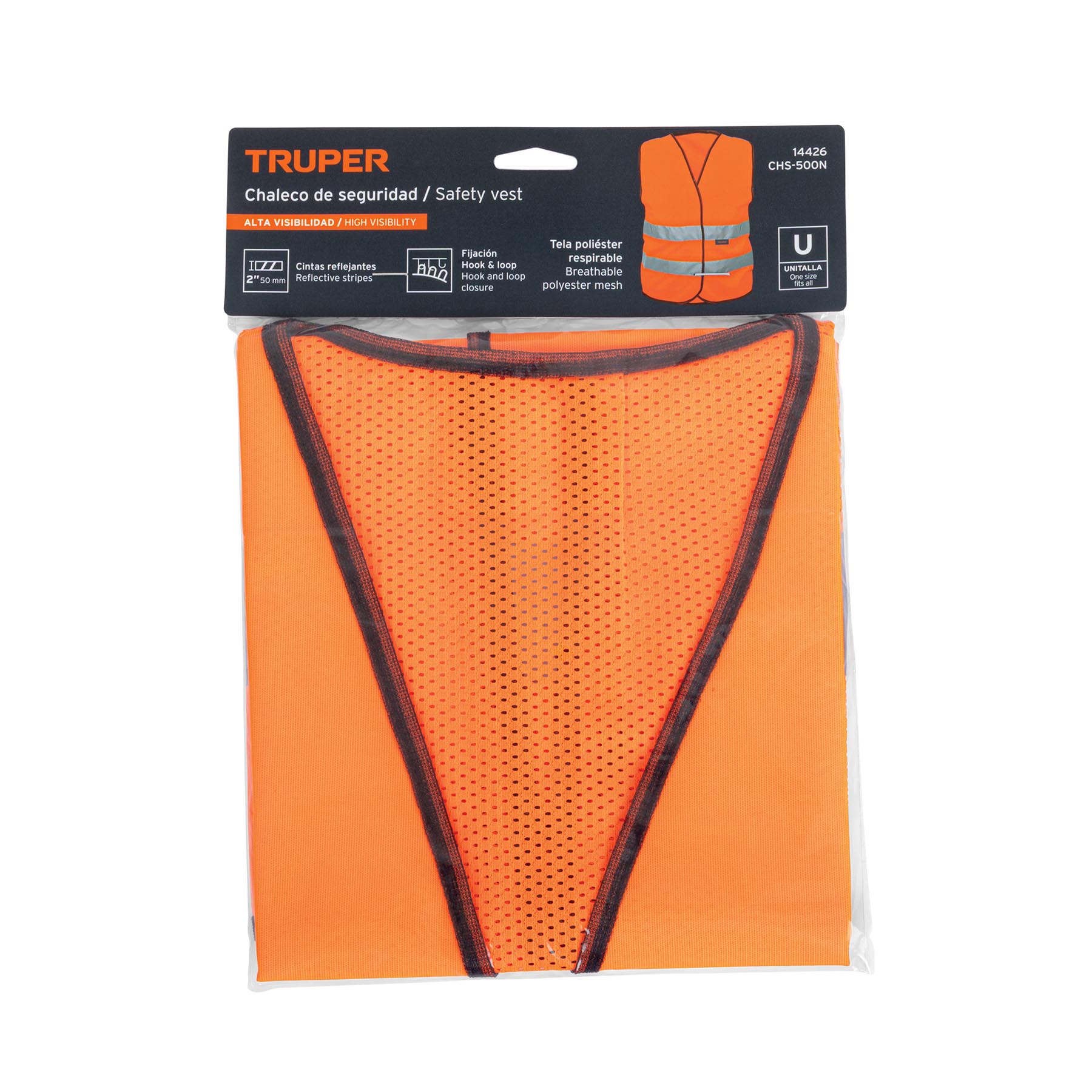 Chaleco de seguridad, alta visibilidad, naranja