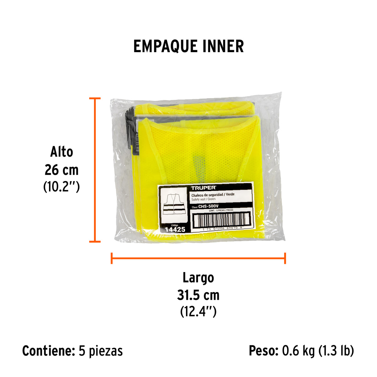 Chaleco de seguridad, alta visibilidad, verde