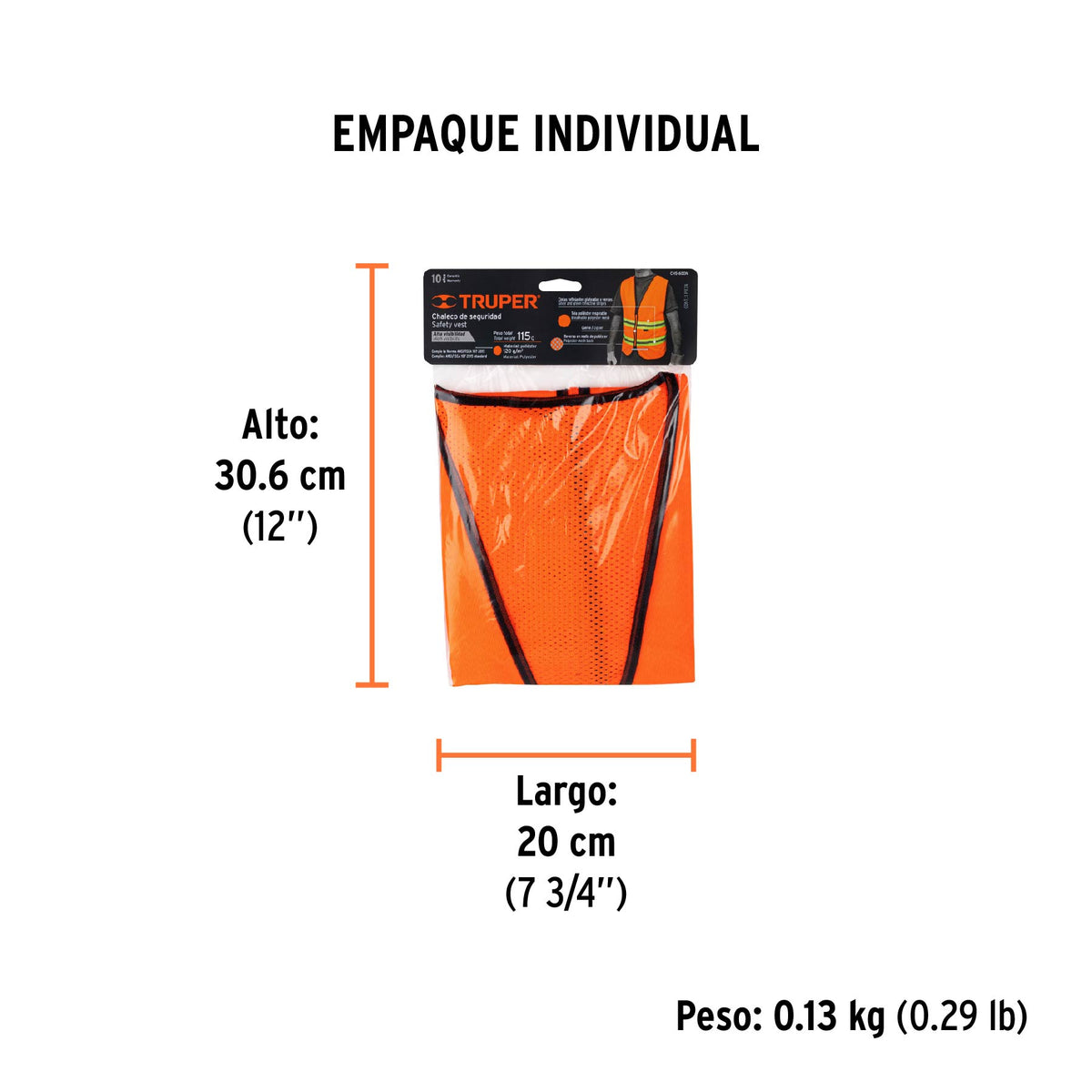 Chaleco de seguridad, alta visibilidad, con cierre, naranja