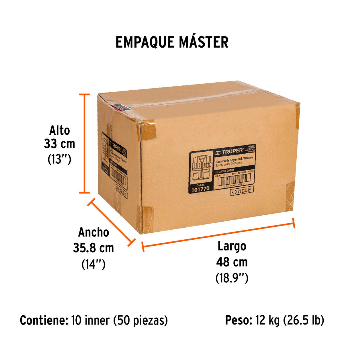 Chaleco de seguridad para arnés, alta visibilidad, naranja