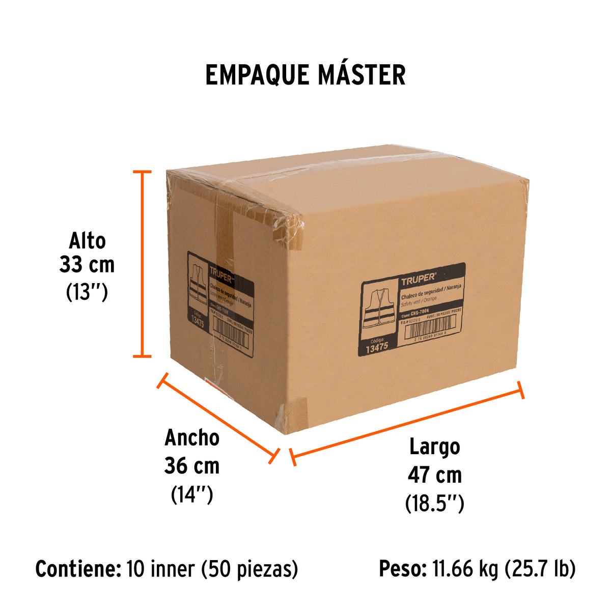 Chaleco de seguridad, maxima visibilidad, con bolsas,naranja