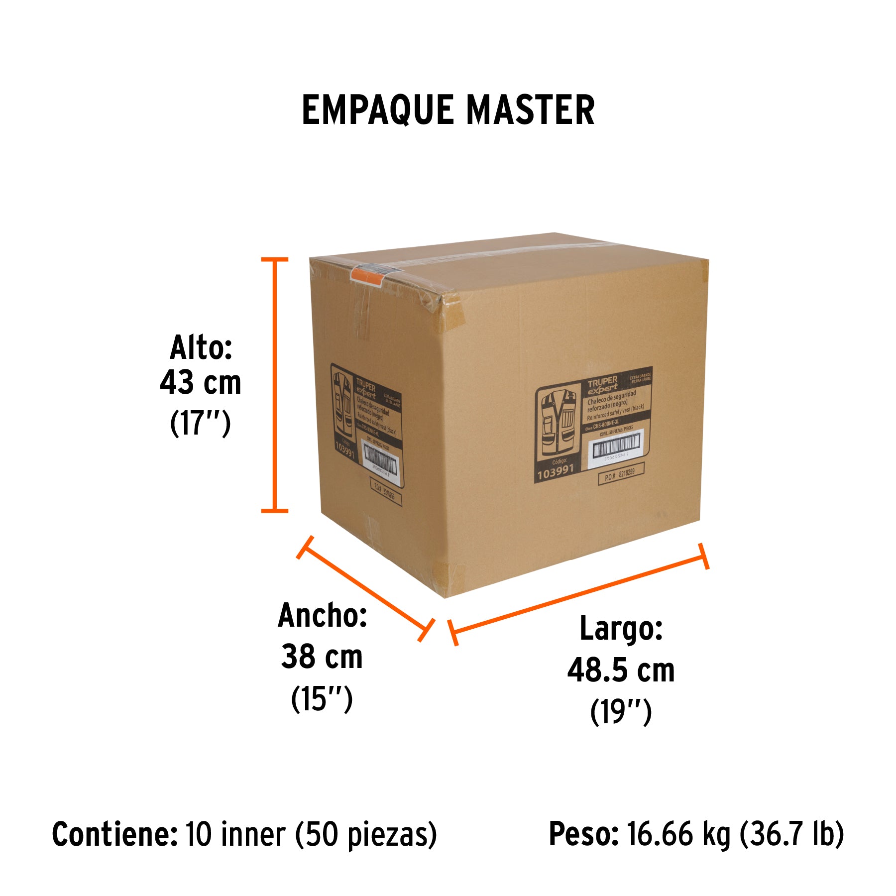 Chaleco seguridad reforzado negro con bolsas, EG, EXPERT