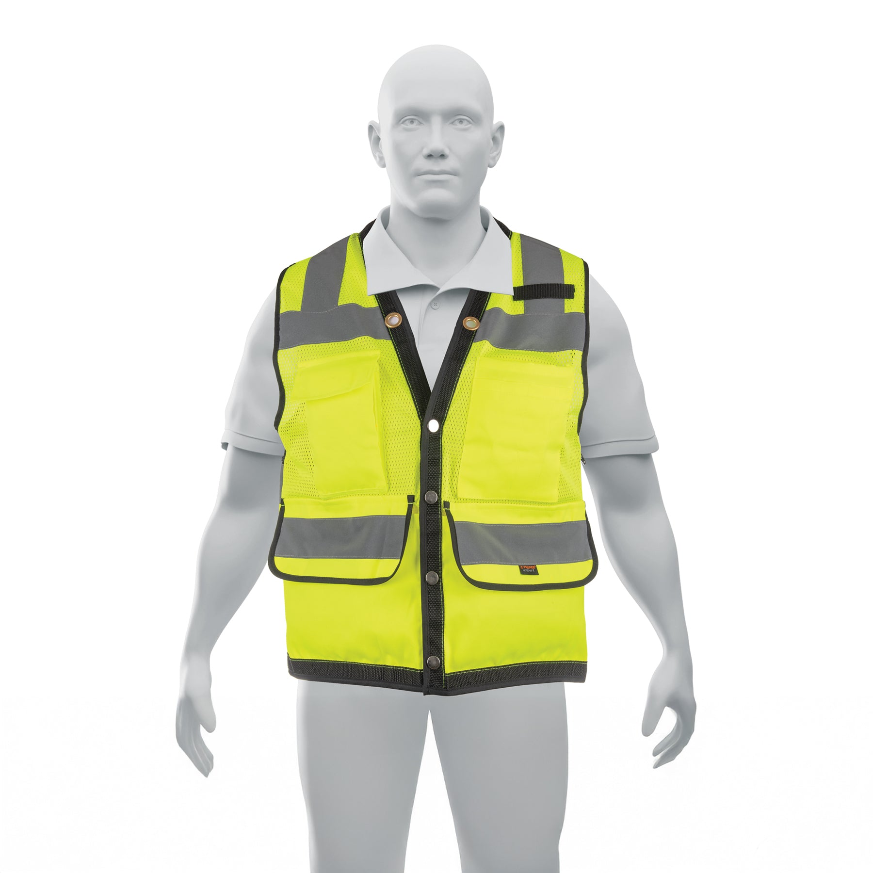 Chaleco seguridad reforzado, con bolsas, verde, extra grande