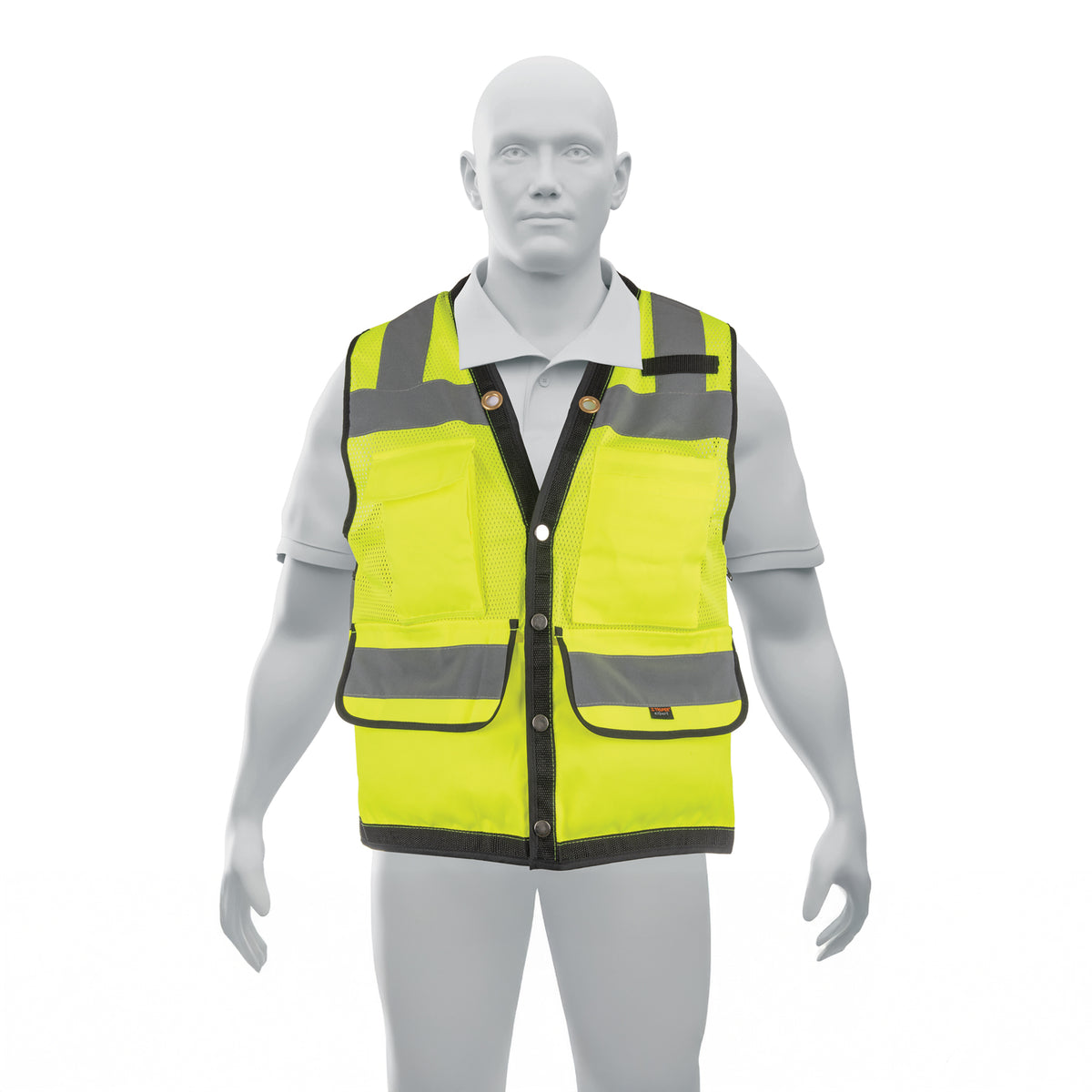 Chaleco seguridad reforzado, con bolsas, verde, extra grande