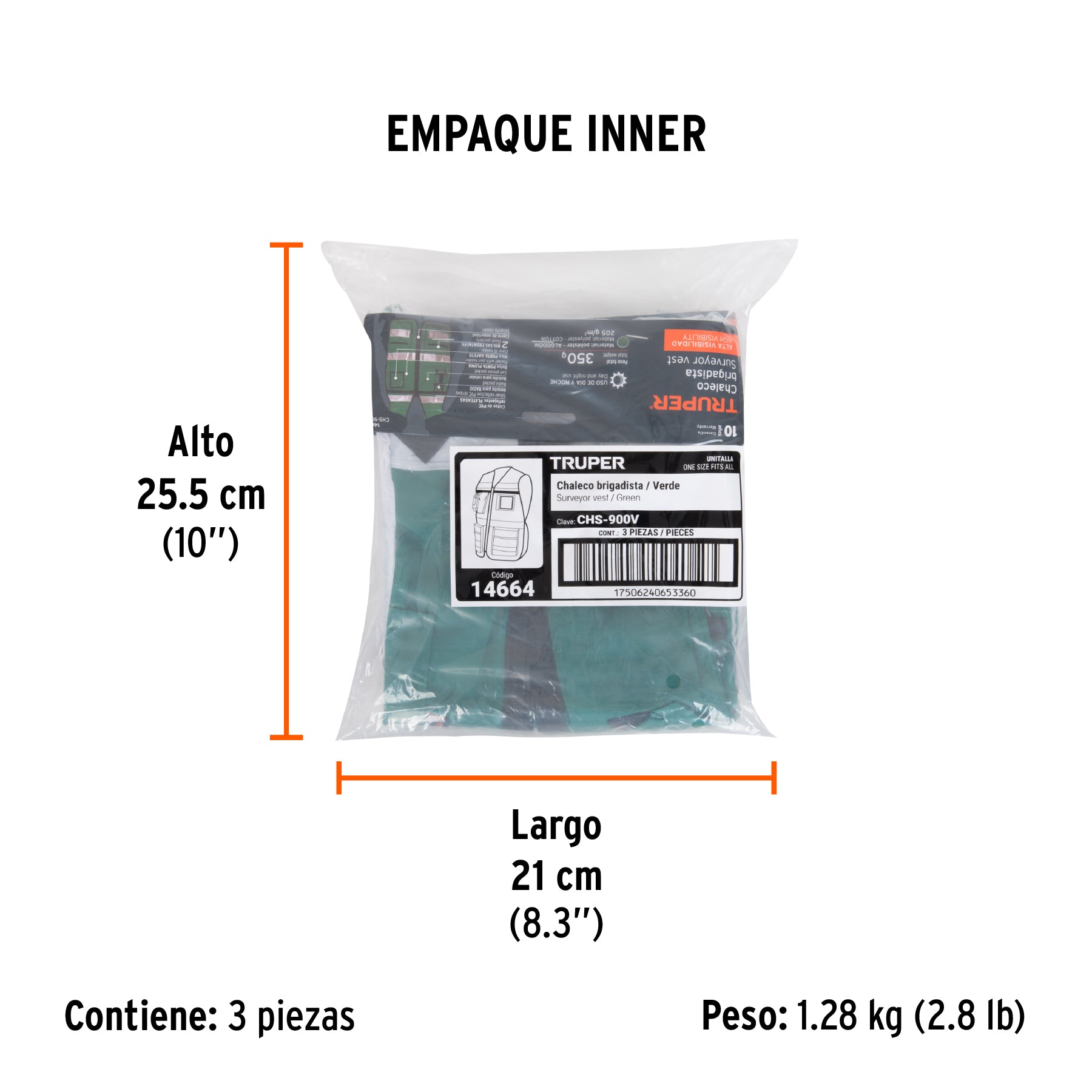Chaleco brigadista con cintas reflejantes, color verde