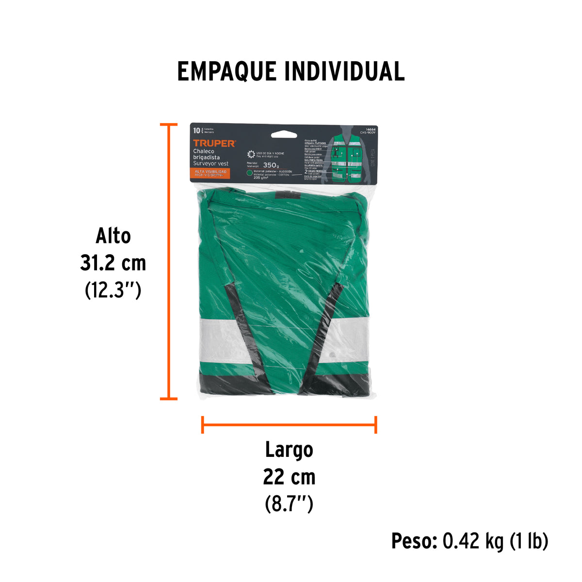 Chaleco brigadista con cintas reflejantes, color verde