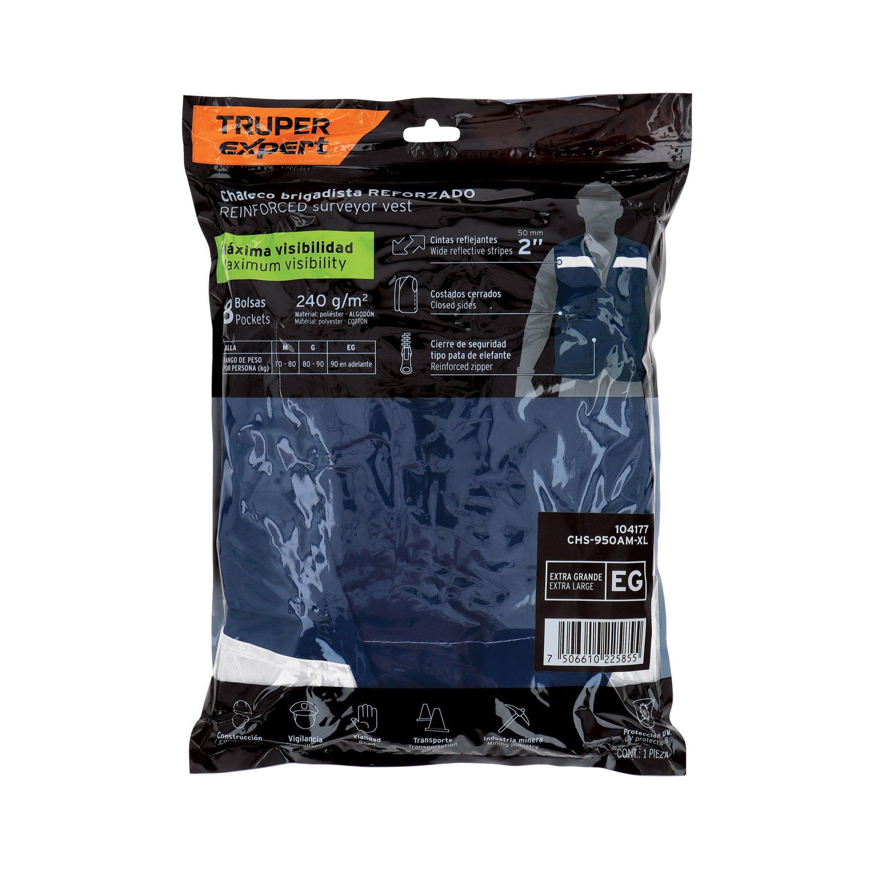 Chaleco brigadista reforzado, azul marino, XG, TRUPER EXPERT