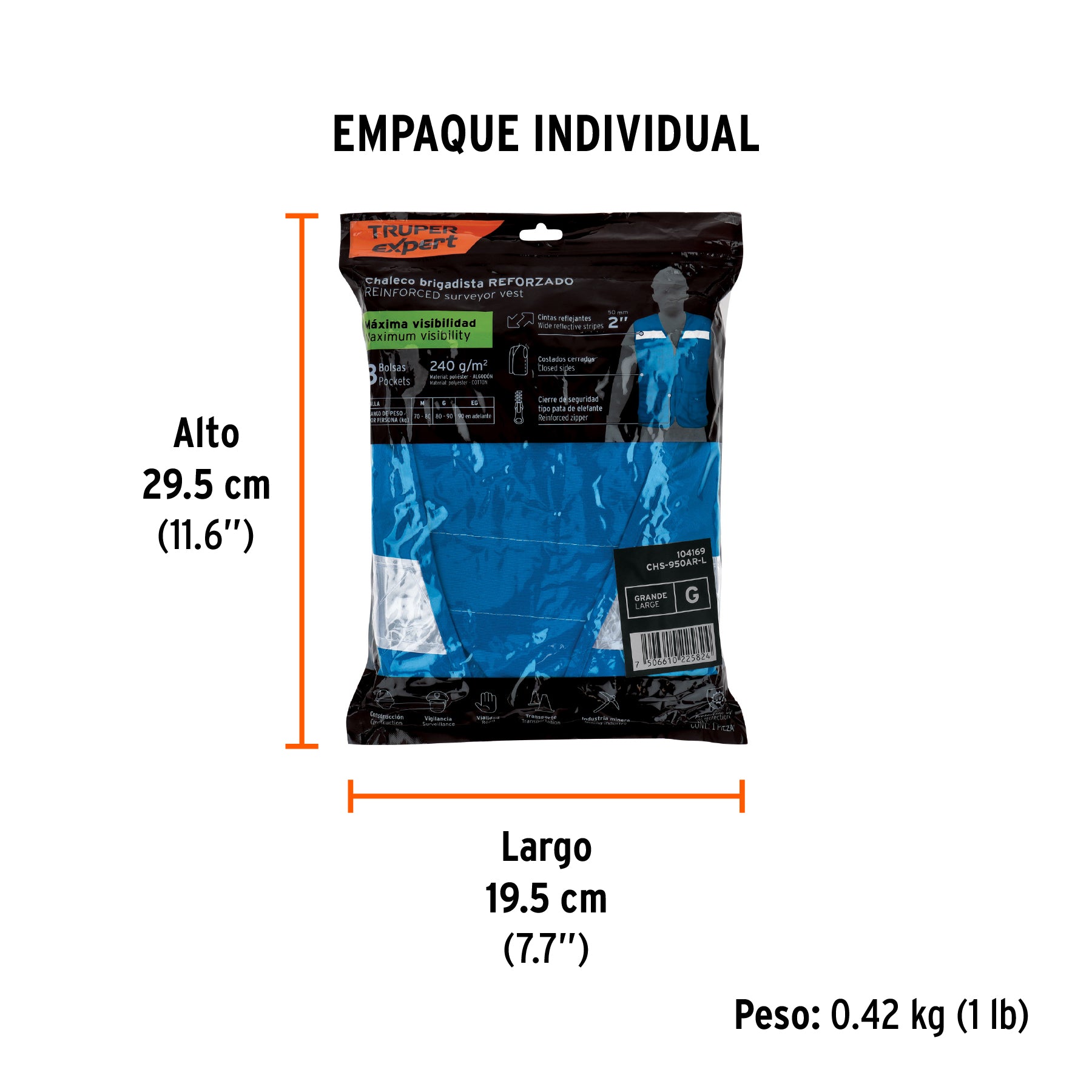 Chaleco brigadista reforzado, azul rey, G, TRUPER EXPERT
