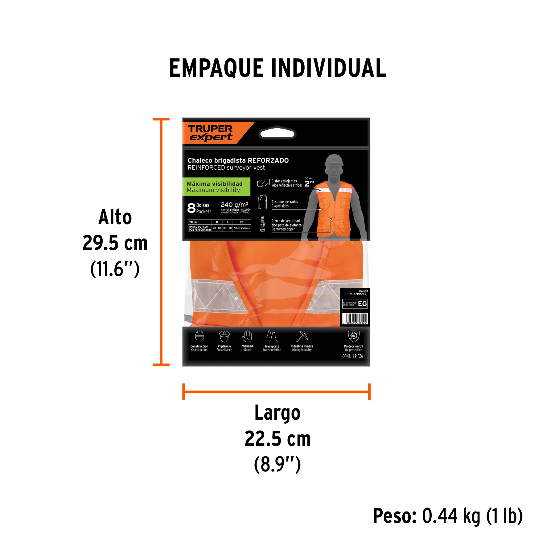 Chaleco brigadista reforzado, naranja, XG, TRUPER EXPERT