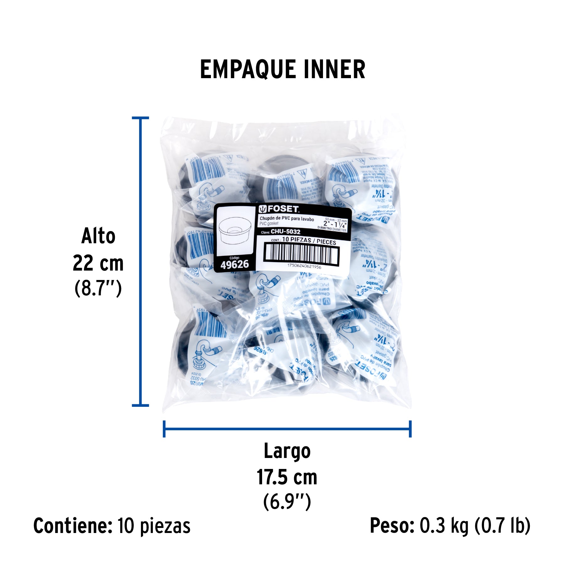 Chupón de hule negro, 50-32mm