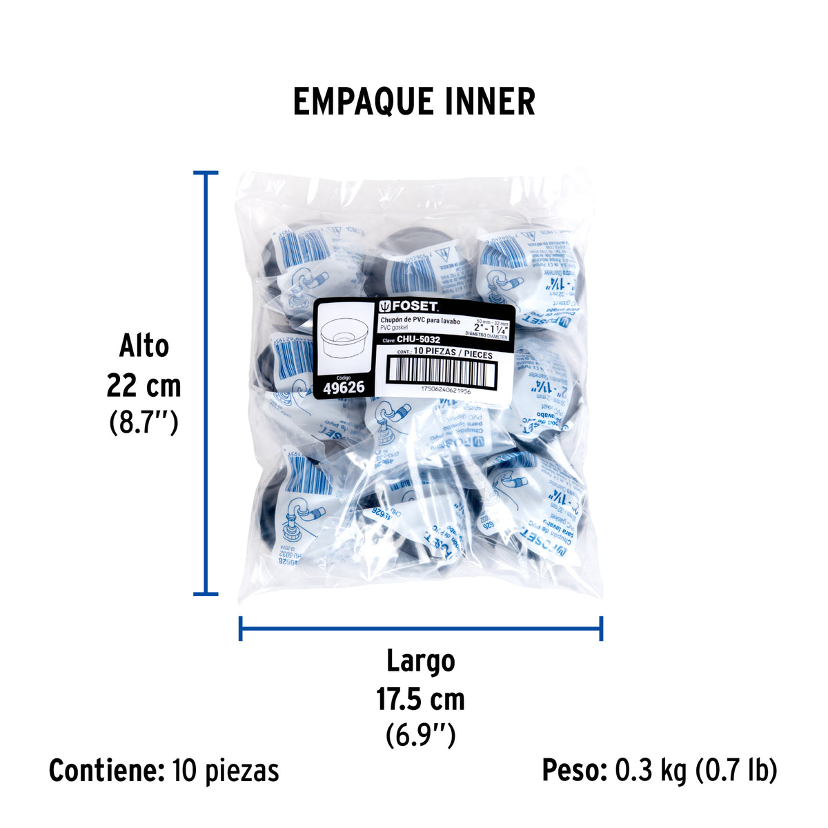 Chupón de hule negro, 50-32mm